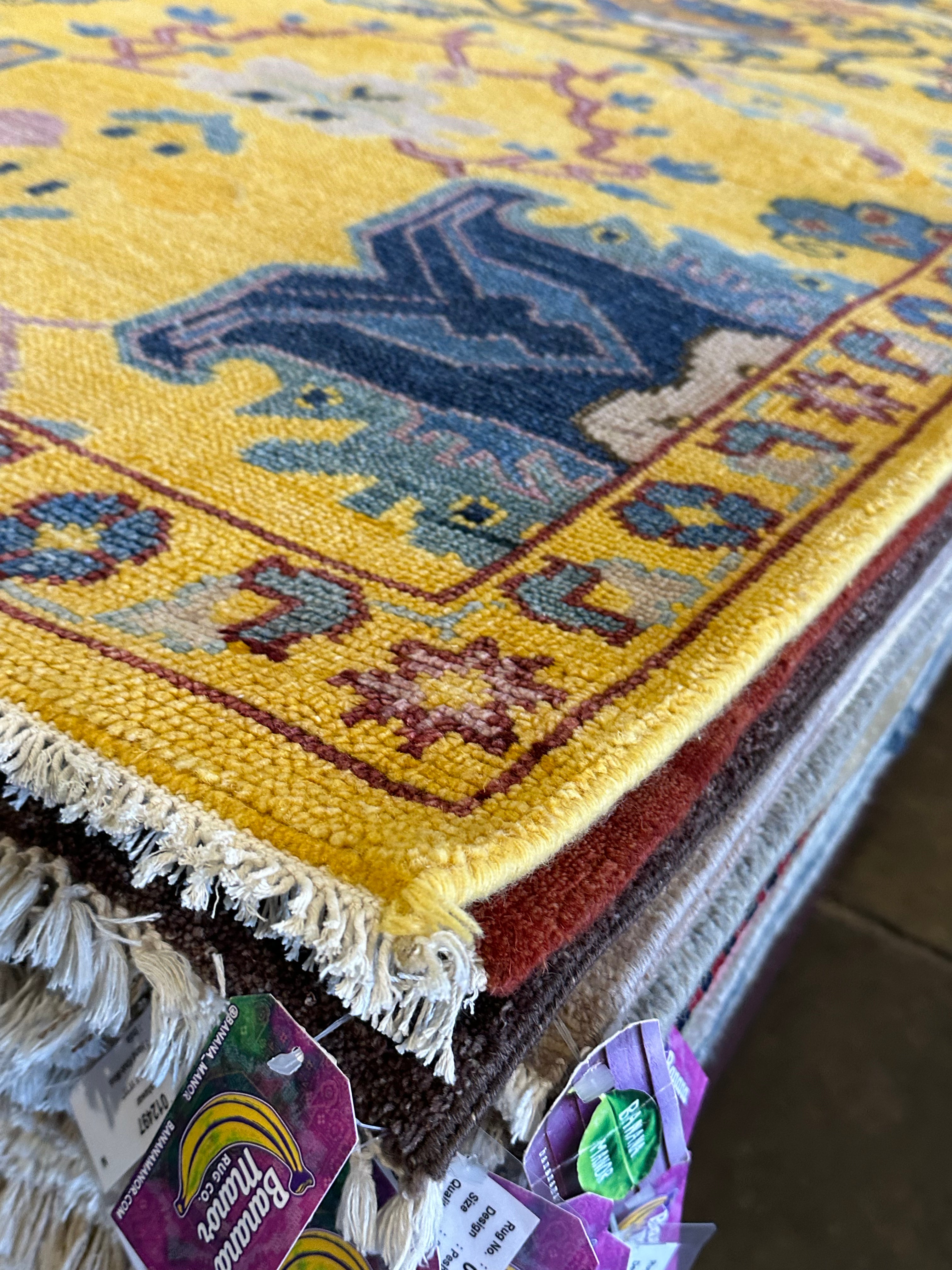 Sophia Rose Wilson 9x12.3 Yellow Hand-Knotted Oushak