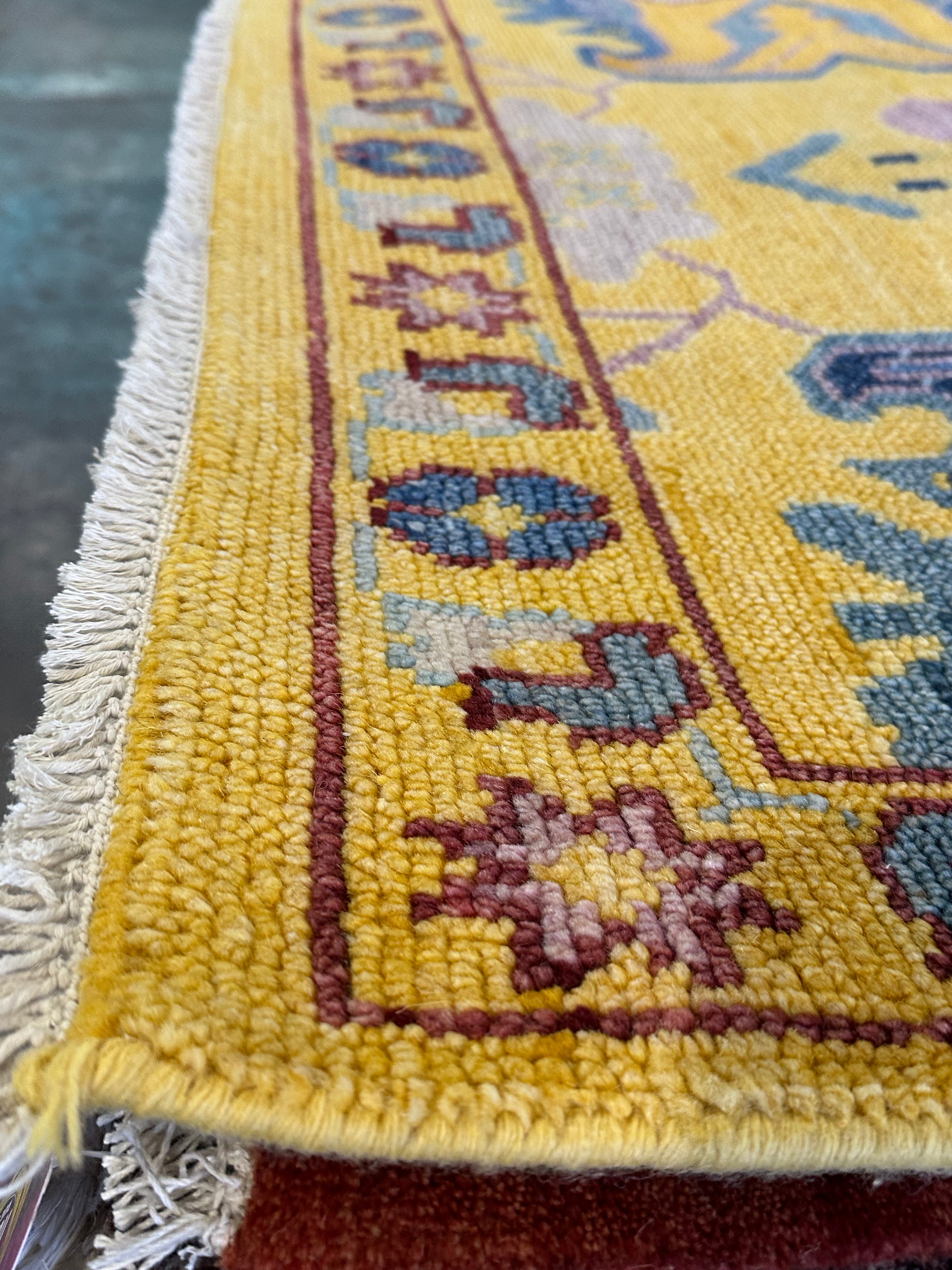 Sophia Rose Wilson 9x12.3 Yellow Hand-Knotted Oushak
