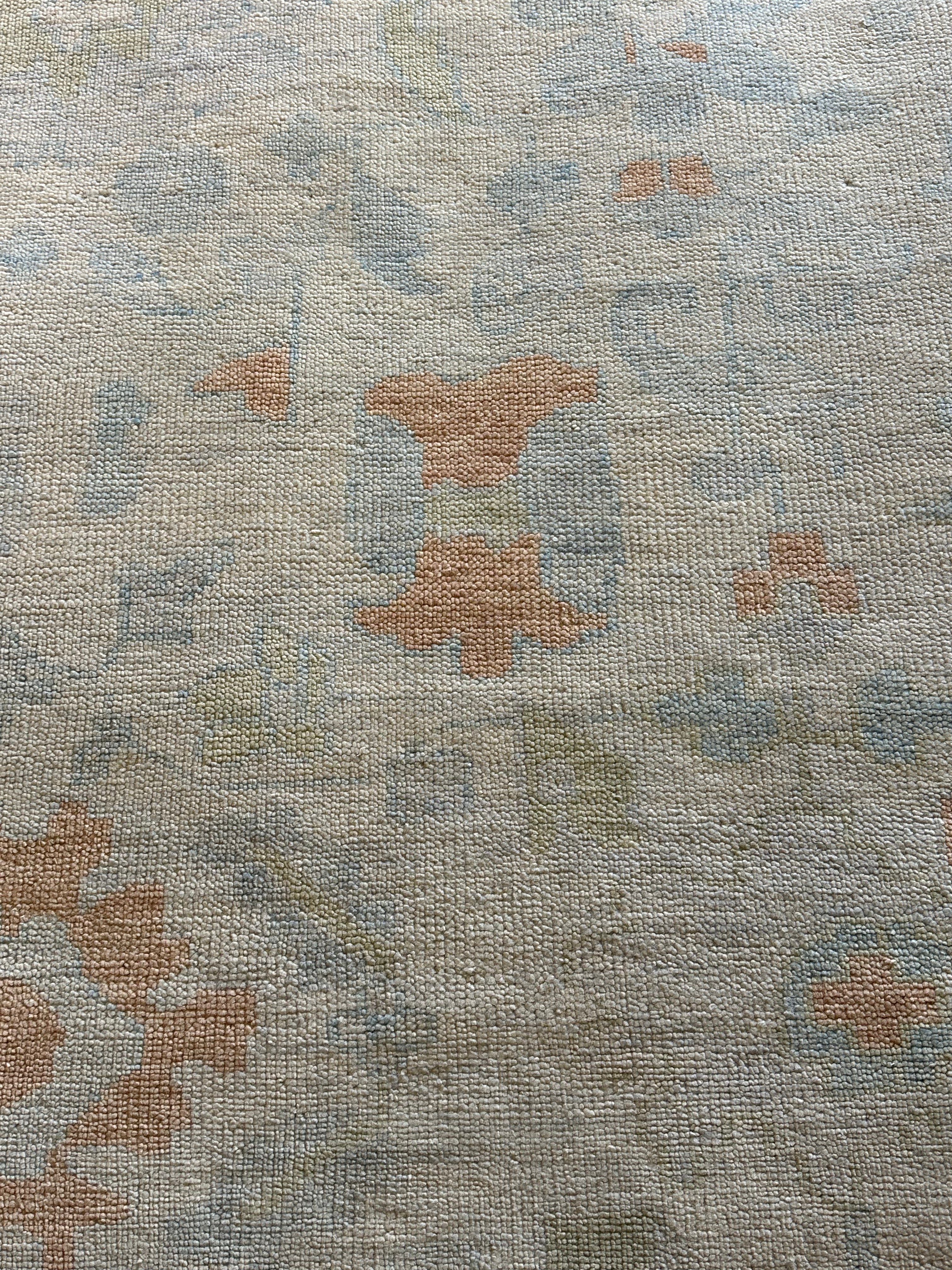 Marla Walsh 11.6x15 Light Blue Hand-Knotted Oushak Rug