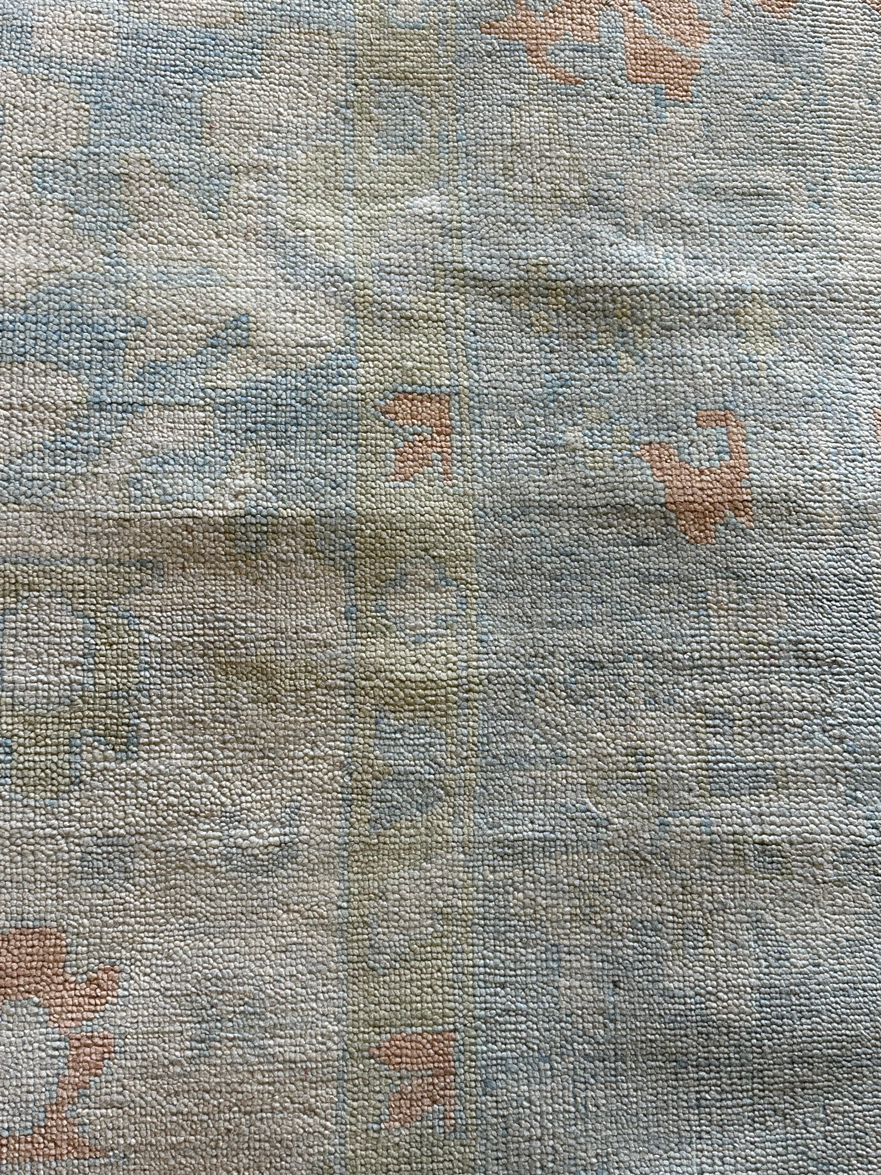 Marla Walsh 11.6x15 Light Blue Hand-Knotted Oushak Rug