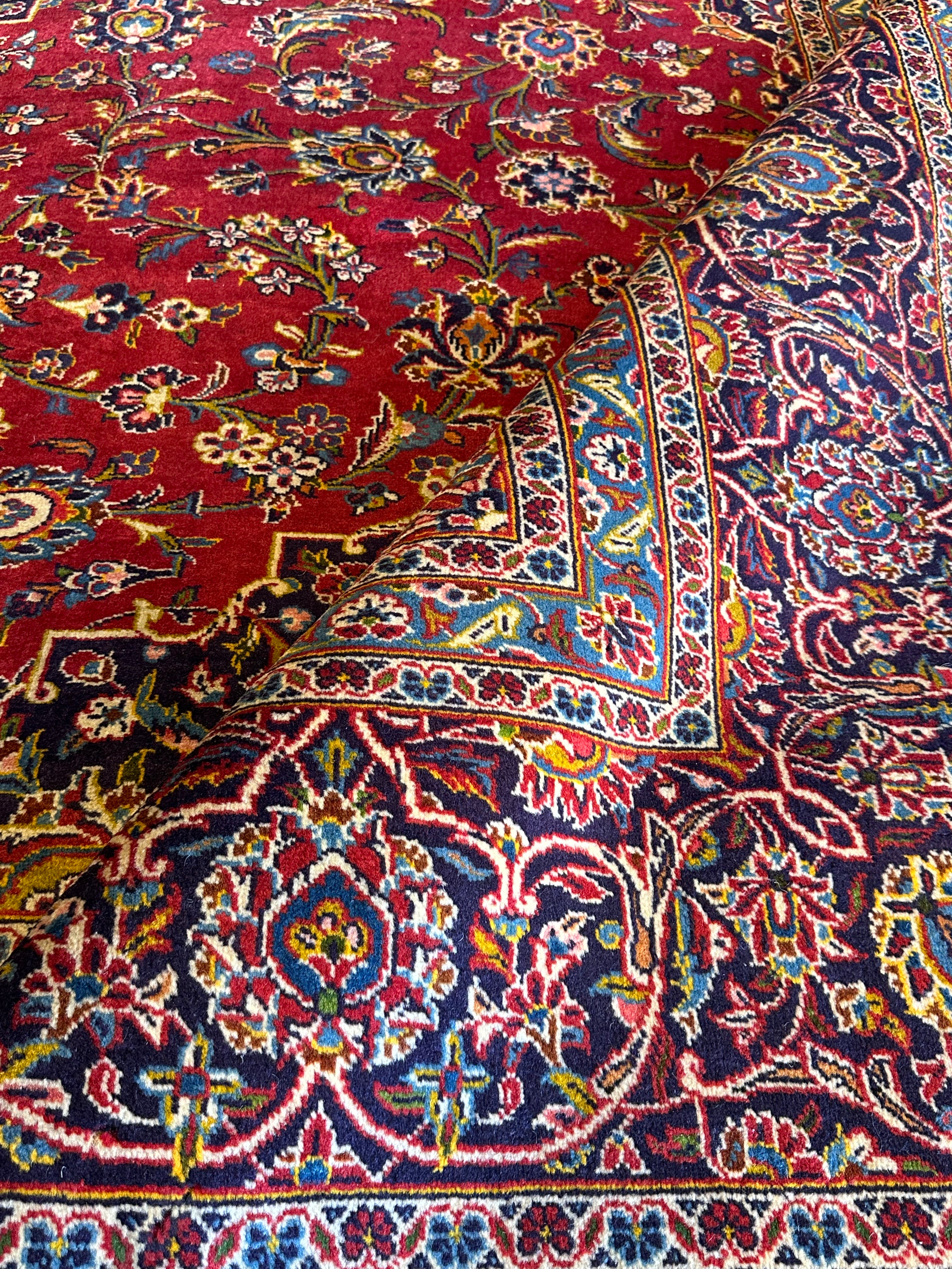 Persian Kashan 9.9x13.4 Red Vintage Rug