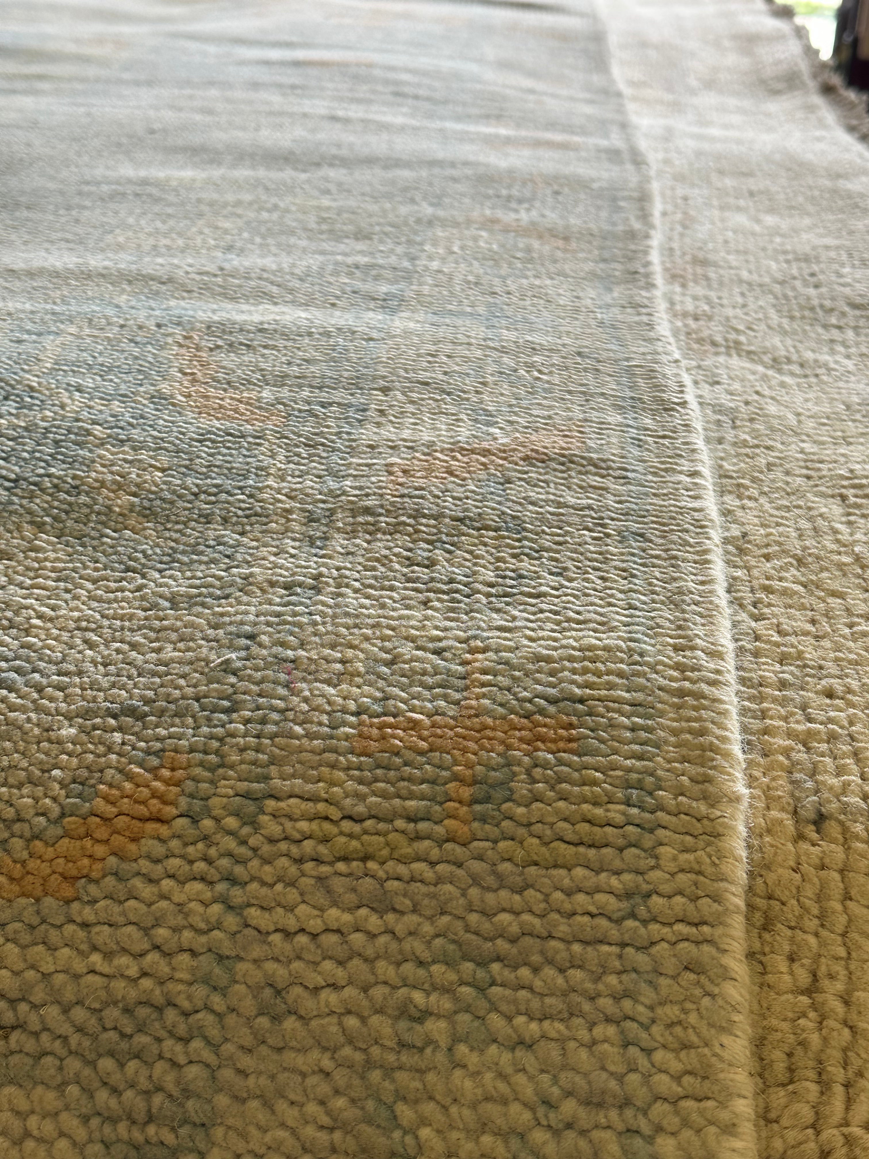 Marla Walsh 11.6x15 Light Blue Hand-Knotted Oushak Rug