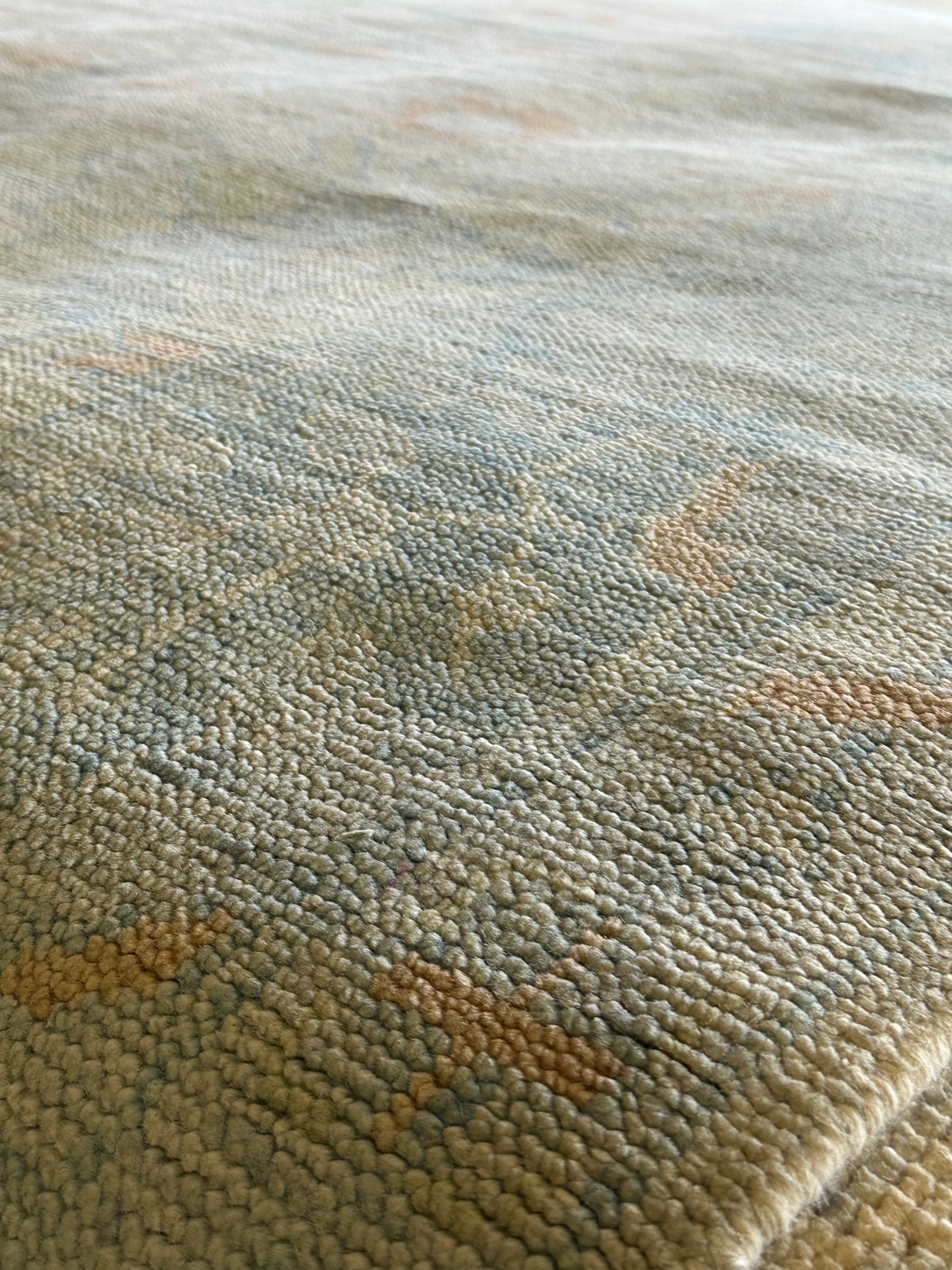 Marla Walsh 11.6x15 Light Blue Hand-Knotted Oushak Rug