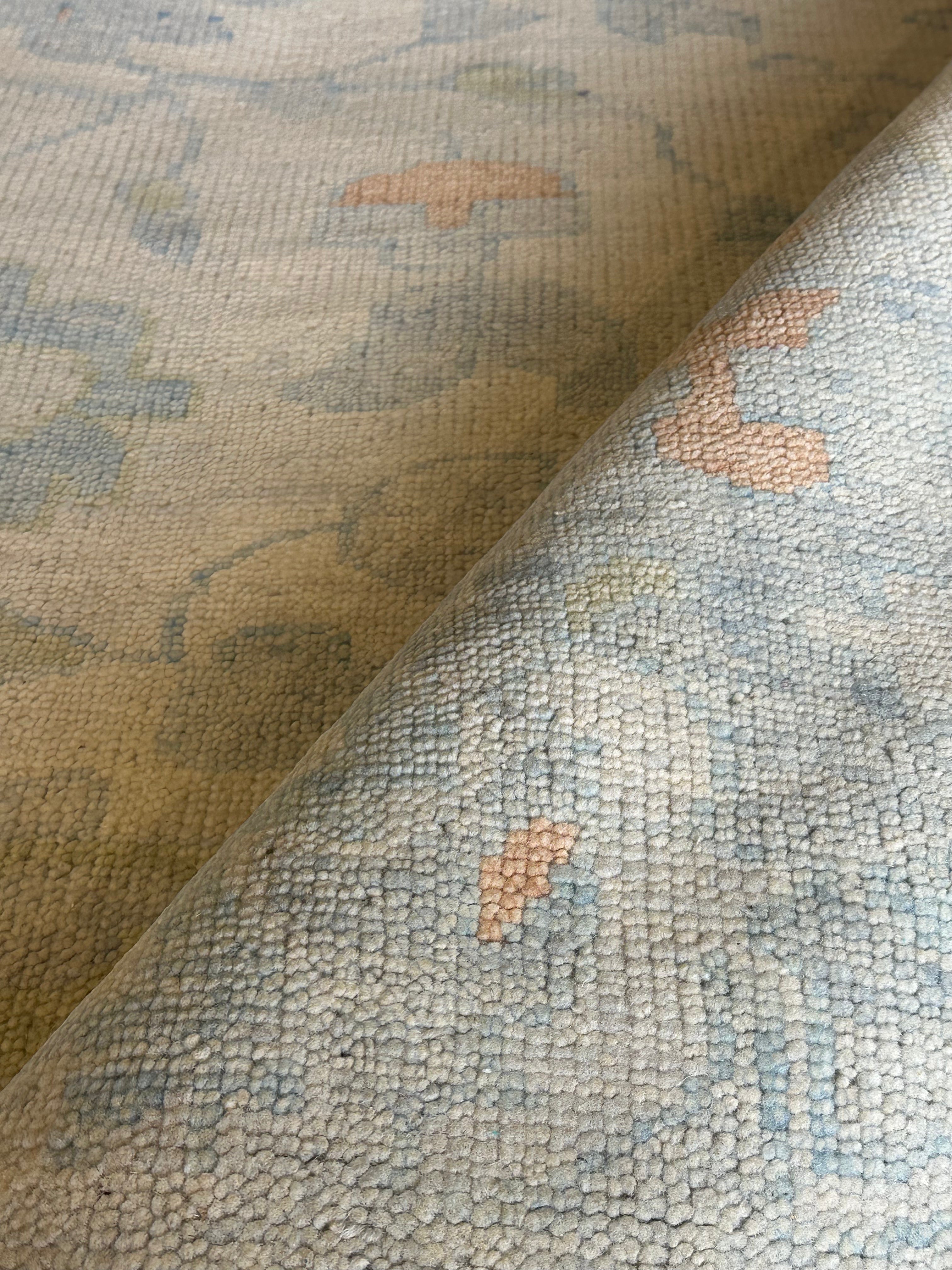 Marla Walsh 11.6x15 Light Blue Hand-Knotted Oushak Rug