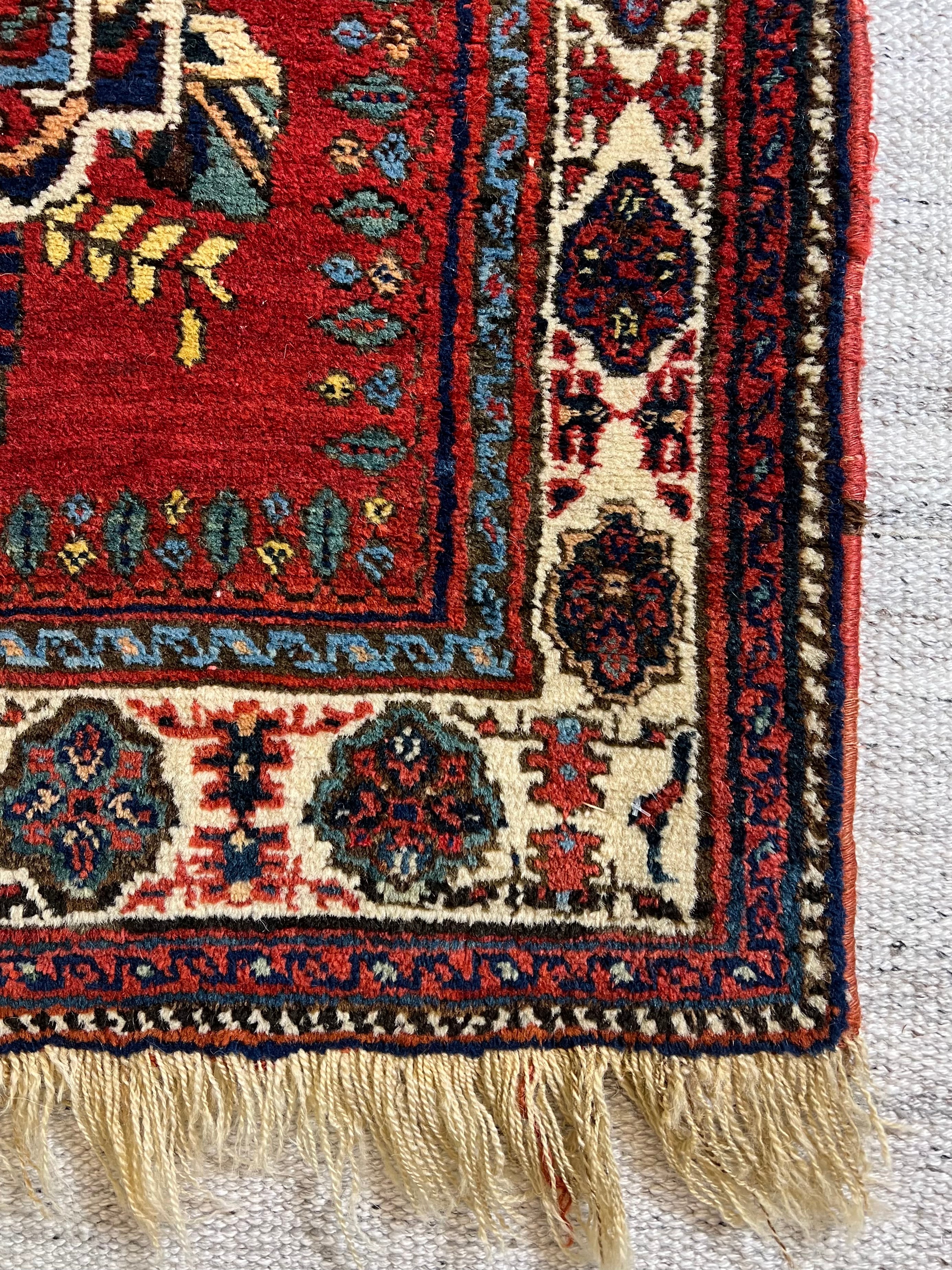 Antique Afshar 3.5x4.1 Red and Green