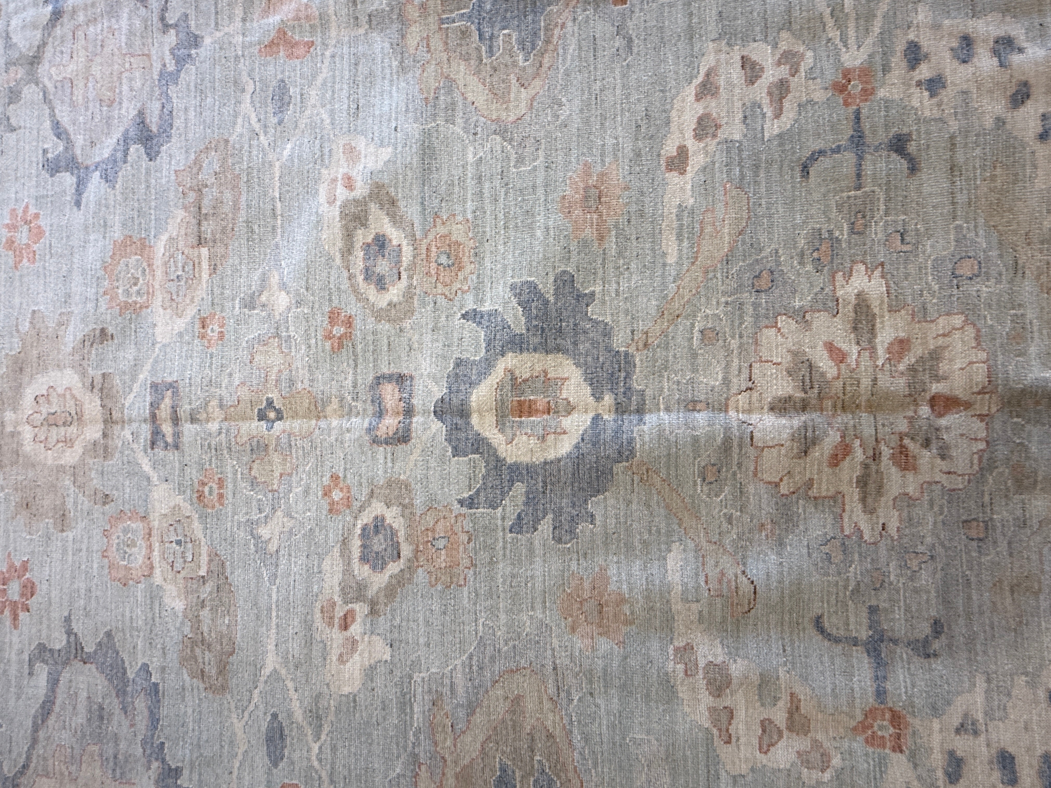 Marie-Josée Lefebvre 12.3x18.4 Blue Afghani Whitewashed Oushak