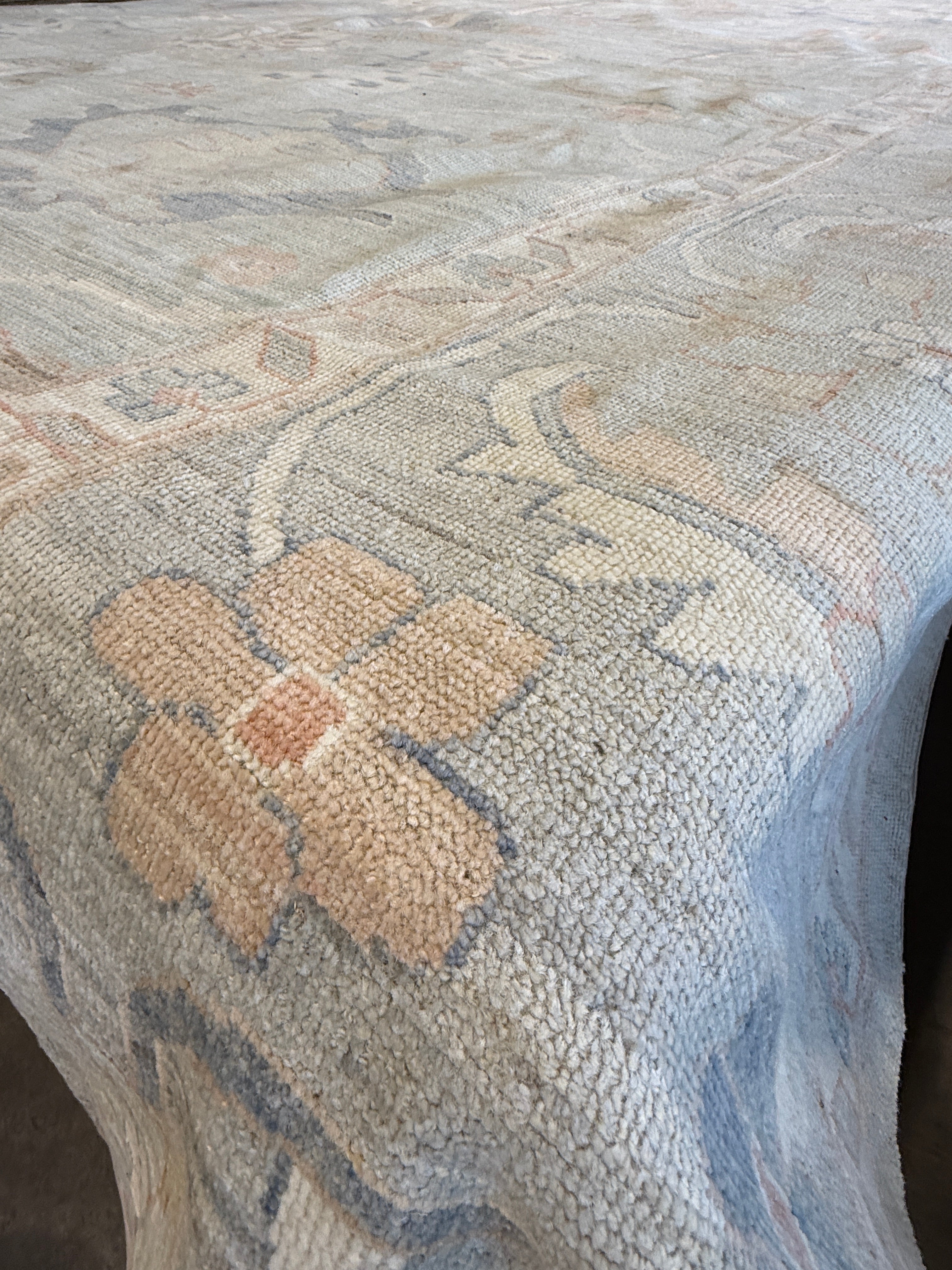 Marie-Josée Lefebvre 12.3x18.4 Blue Afghani Whitewashed Oushak