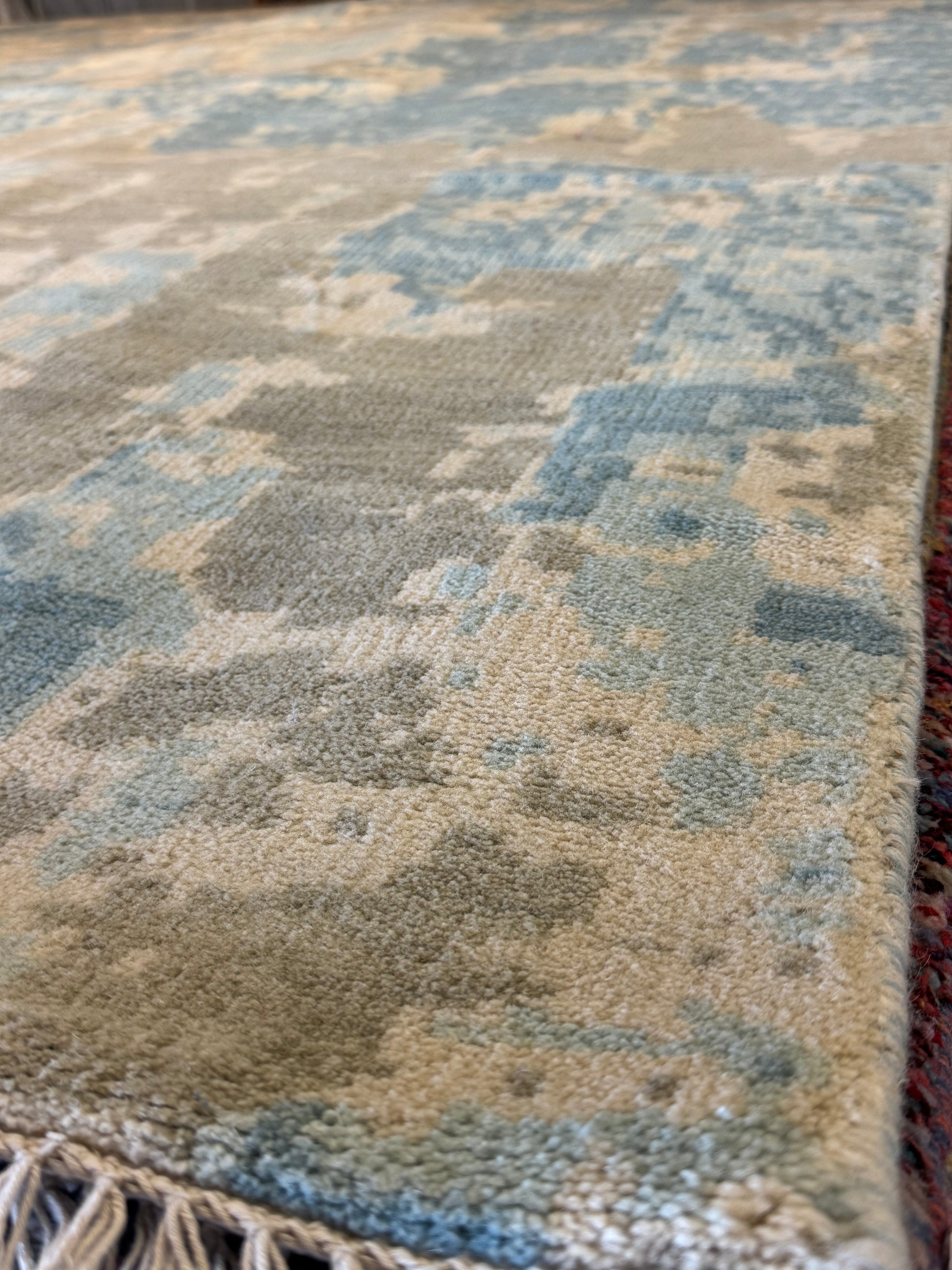 Kameron Kennedy 10x14 Blue and Grey Hand-Knotted Modern Rug