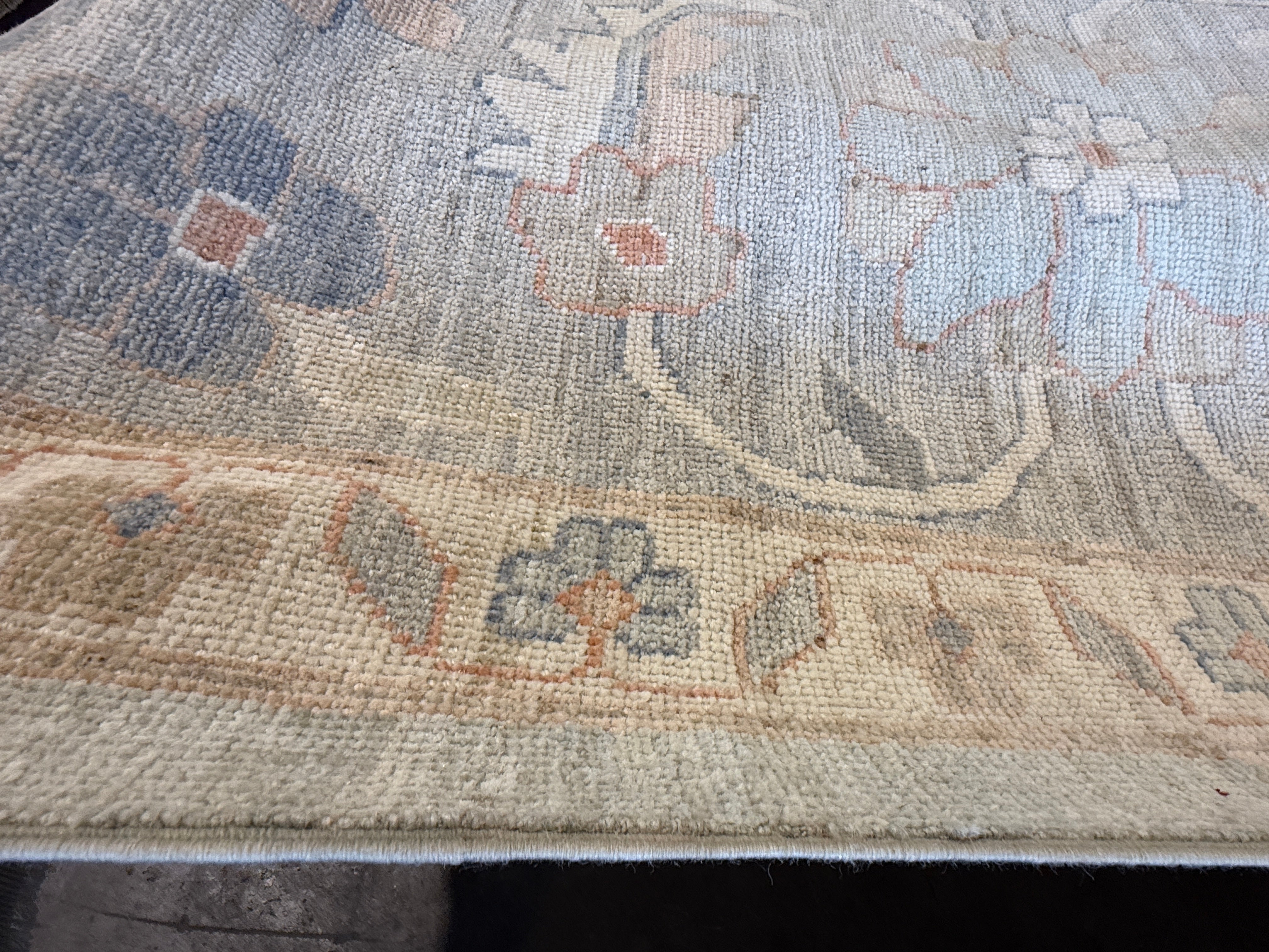 Marie-Josée Lefebvre 12.3x18.4 Blue Afghani Whitewashed Oushak