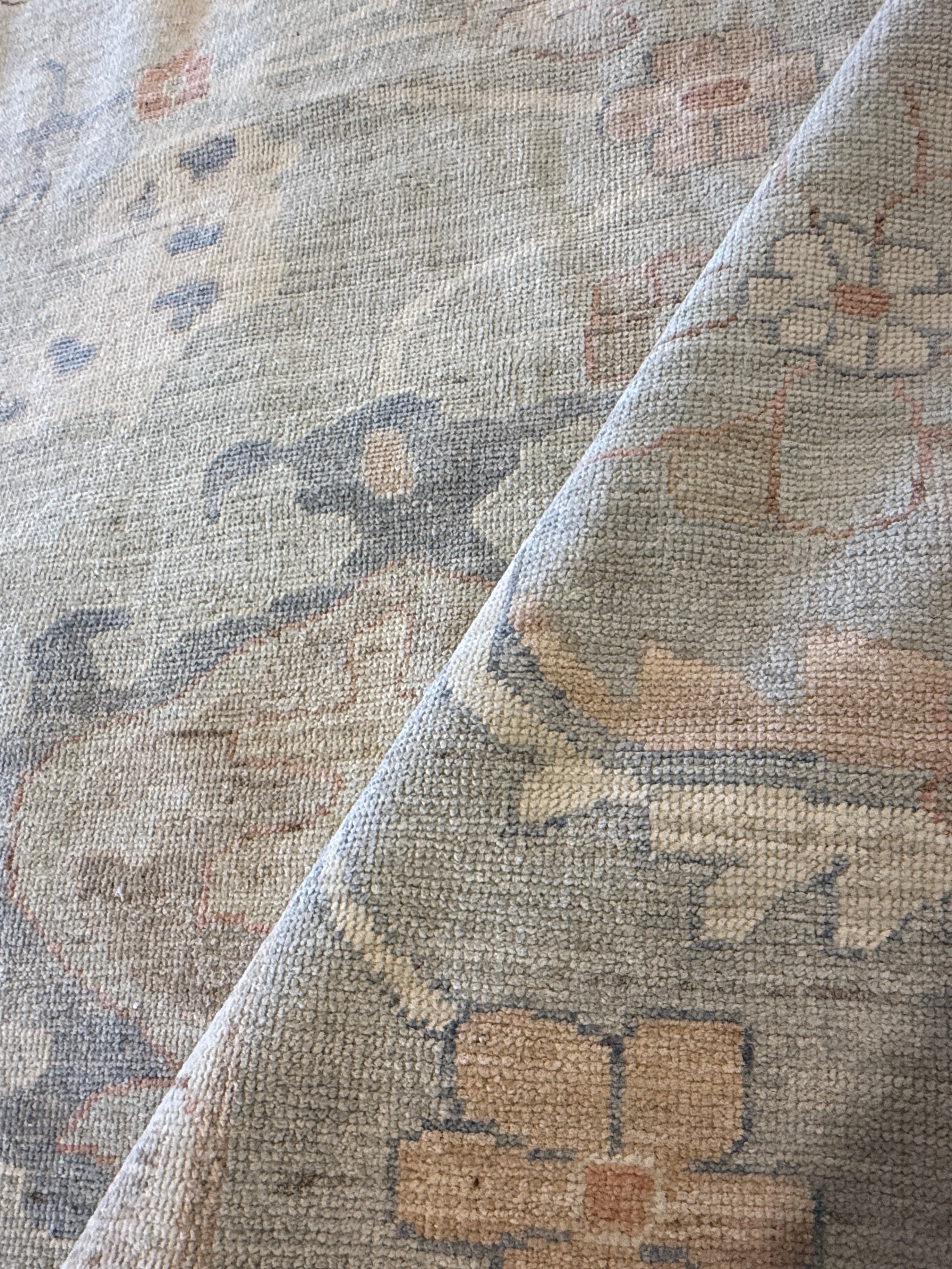 Marie-Josée Lefebvre 12.3x18.4 Blue Afghani Whitewashed Oushak