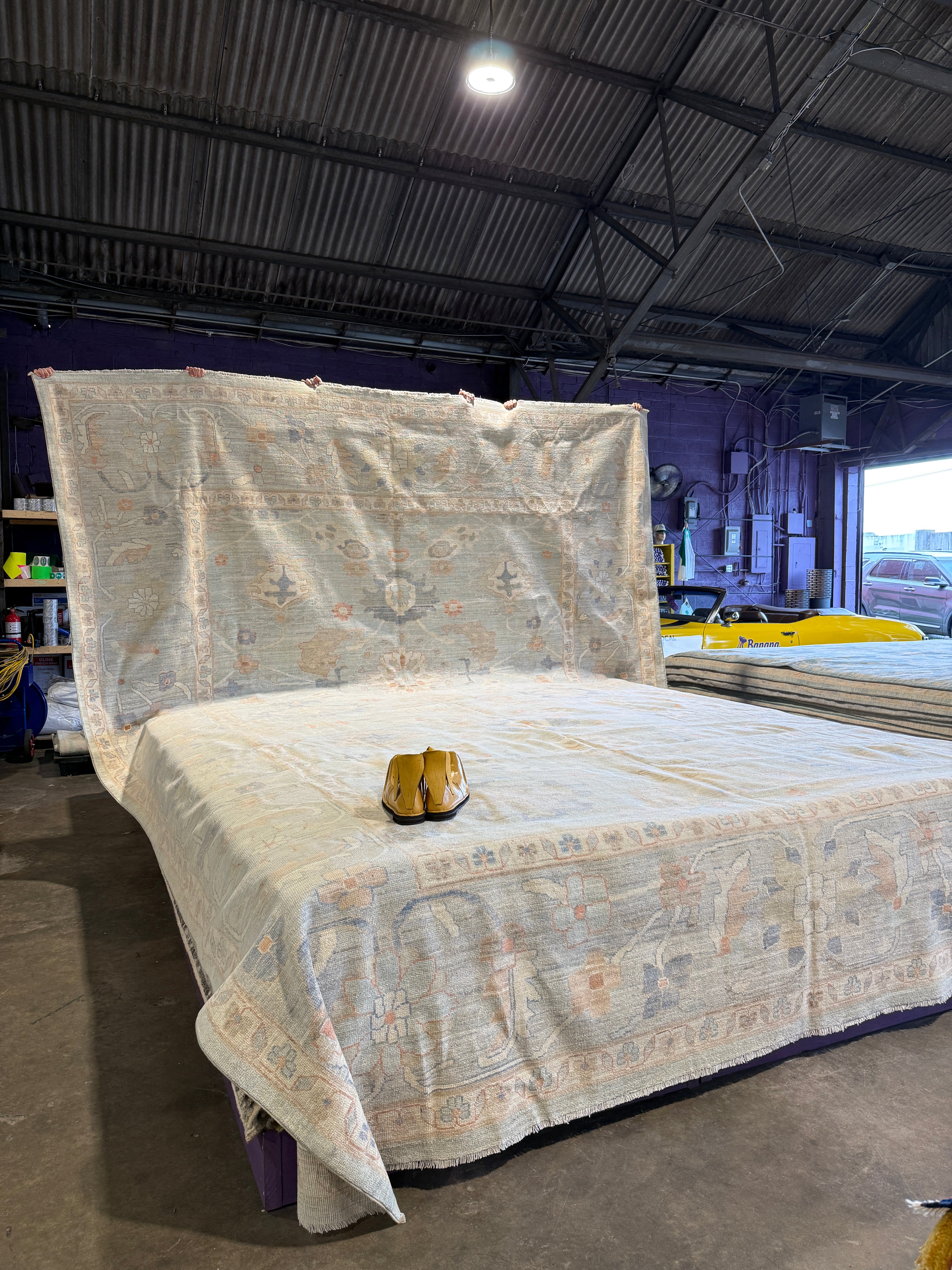 Marie-Josée Lefebvre 12.3x18.4 Blue Afghani Whitewashed Oushak