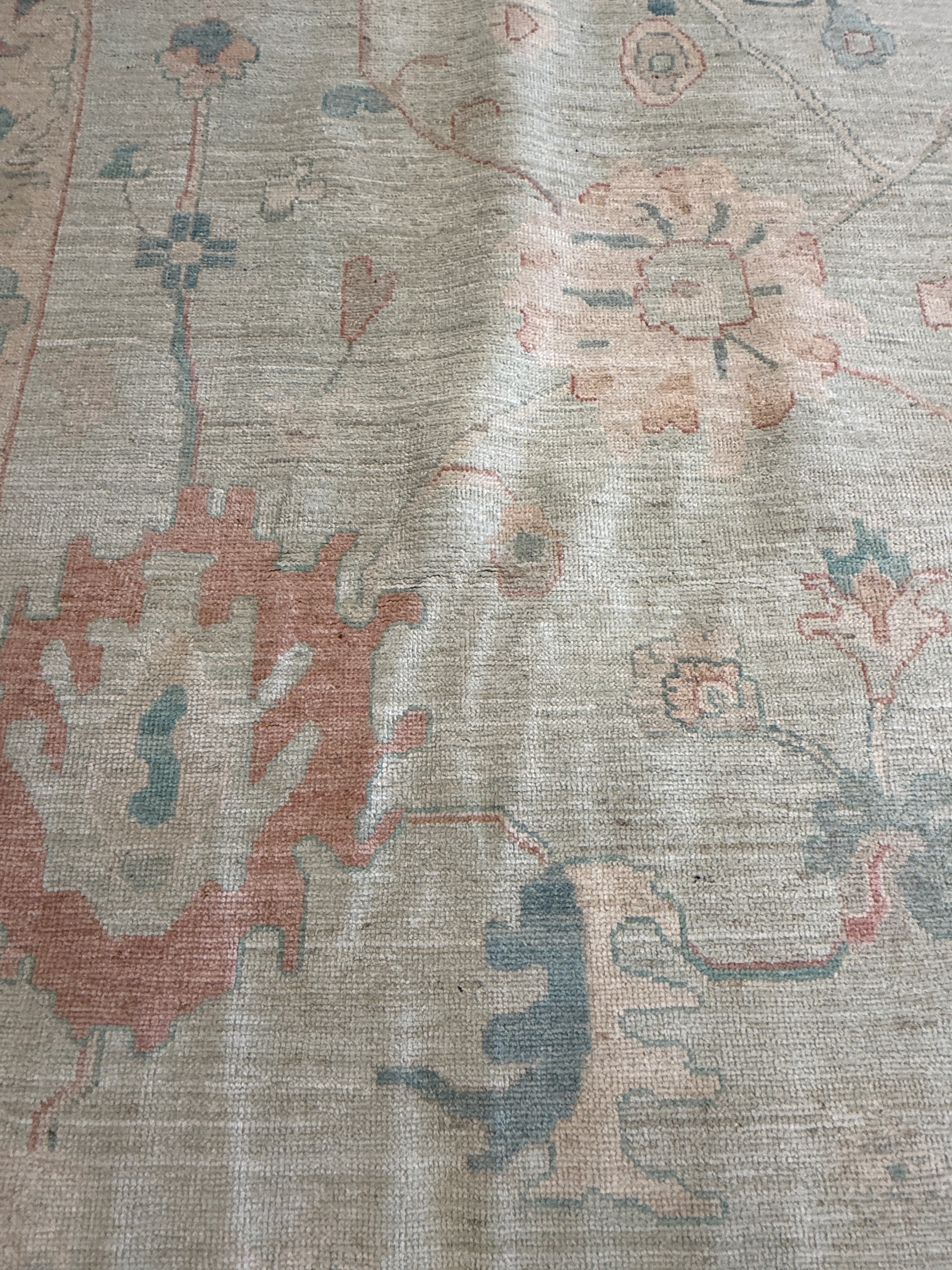 Violet Sutherland 12x14.4 Blue Afghani Whitewashed Oushak Runner