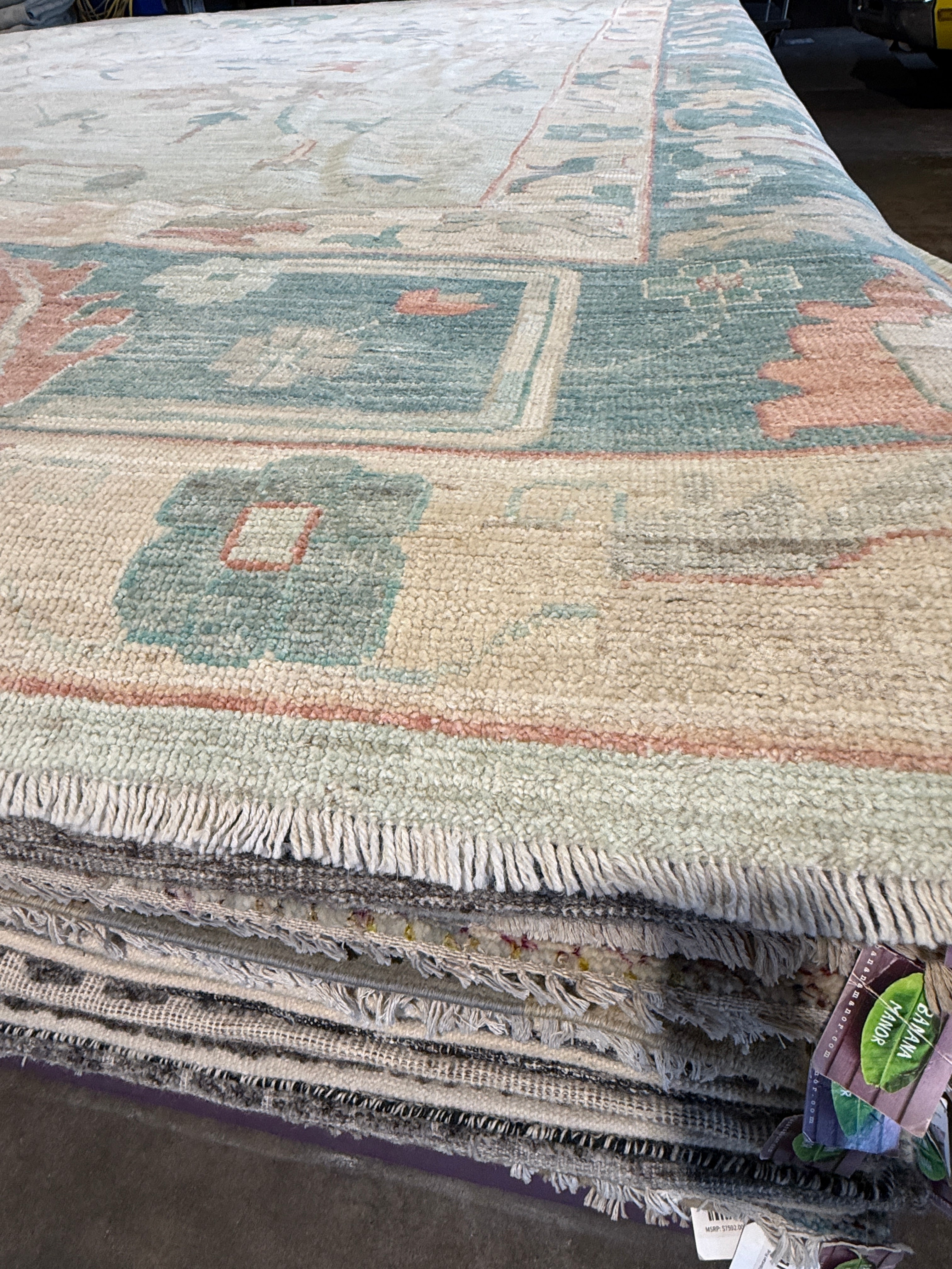 Violet Sutherland 12x14.4 Blue Afghani Whitewashed Oushak Runner