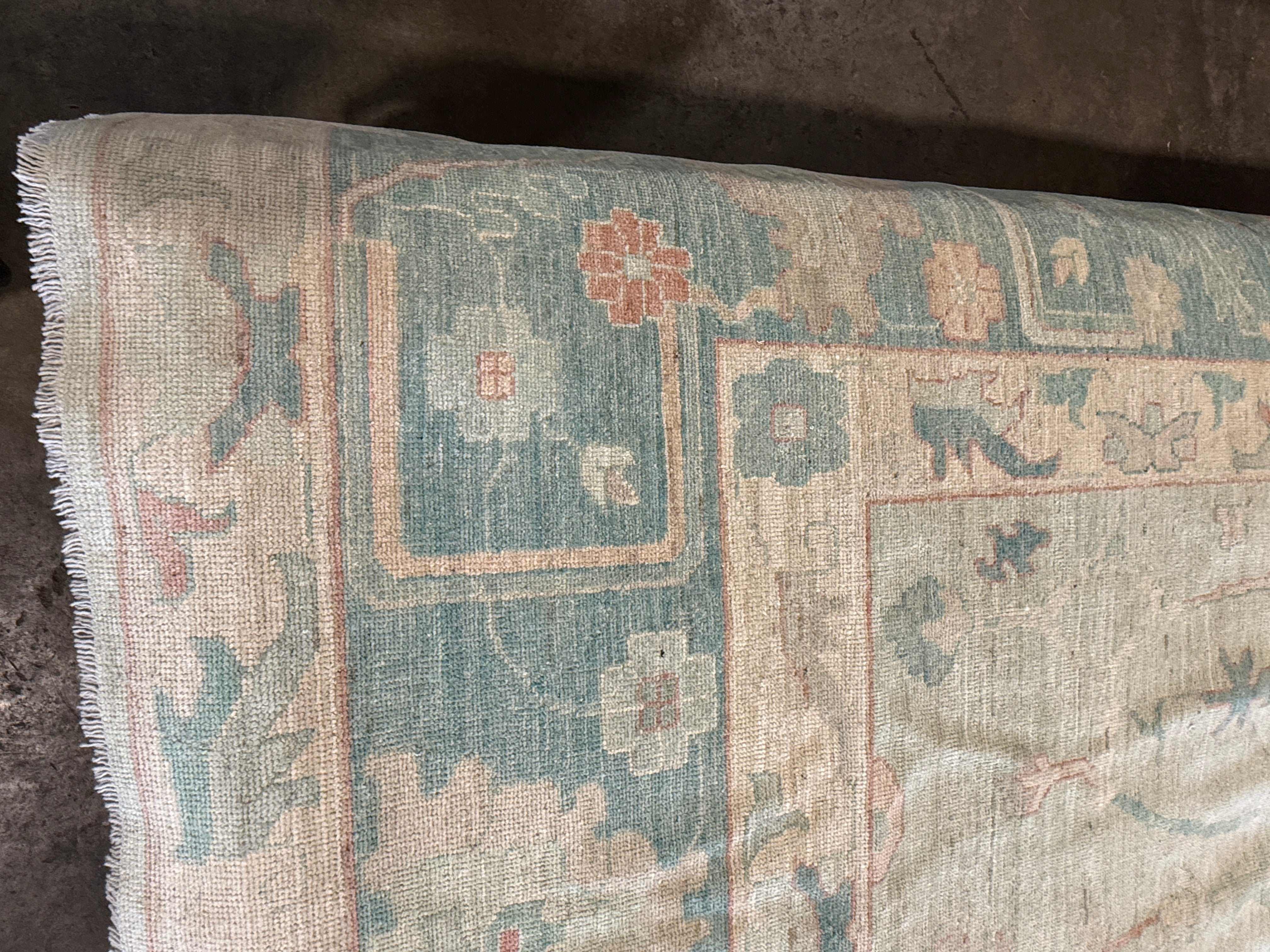 Violet Sutherland 12x14.4 Blue Afghani Whitewashed Oushak Runner