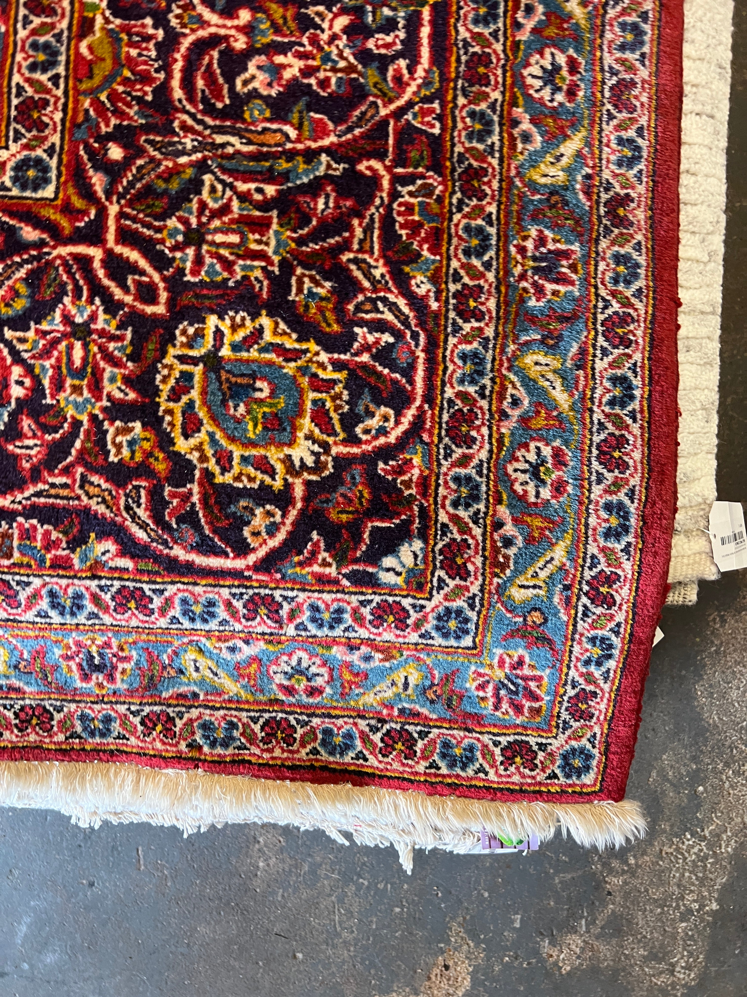 Persian Kashan 9.9x13.4 Vintage Red and Blue