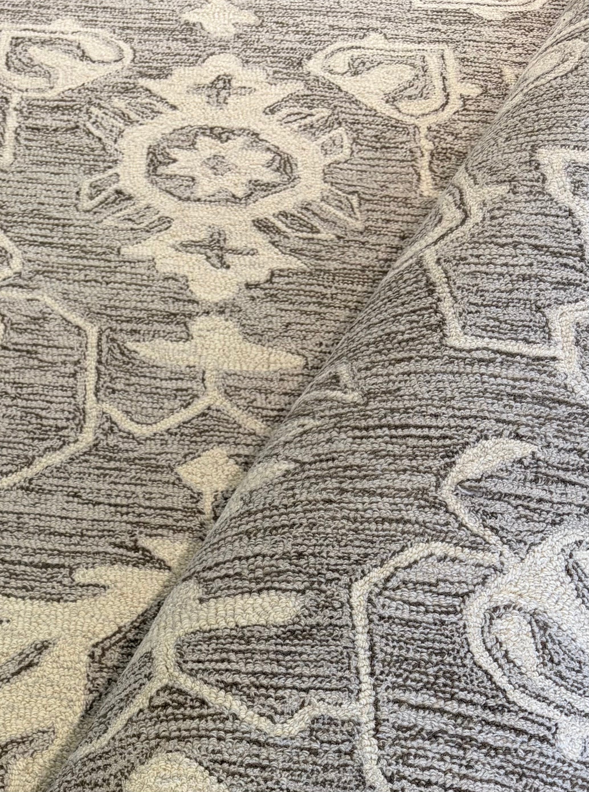 Louis Griffin 8x10 Brown and Ivory Hand-Tufted Modern Rug