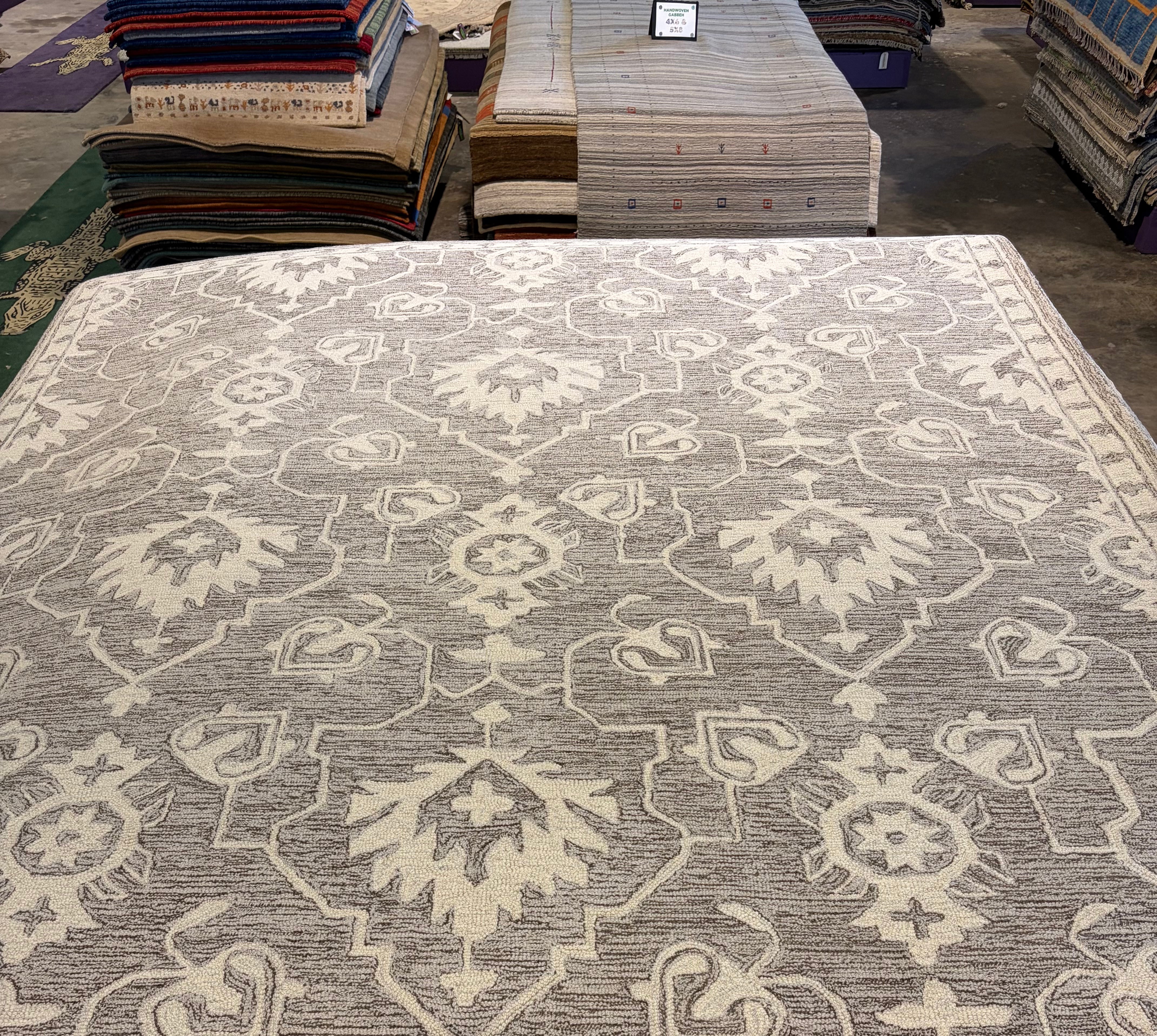 Louis Griffin 8x10 Brown and Ivory Hand-Tufted Modern Rug