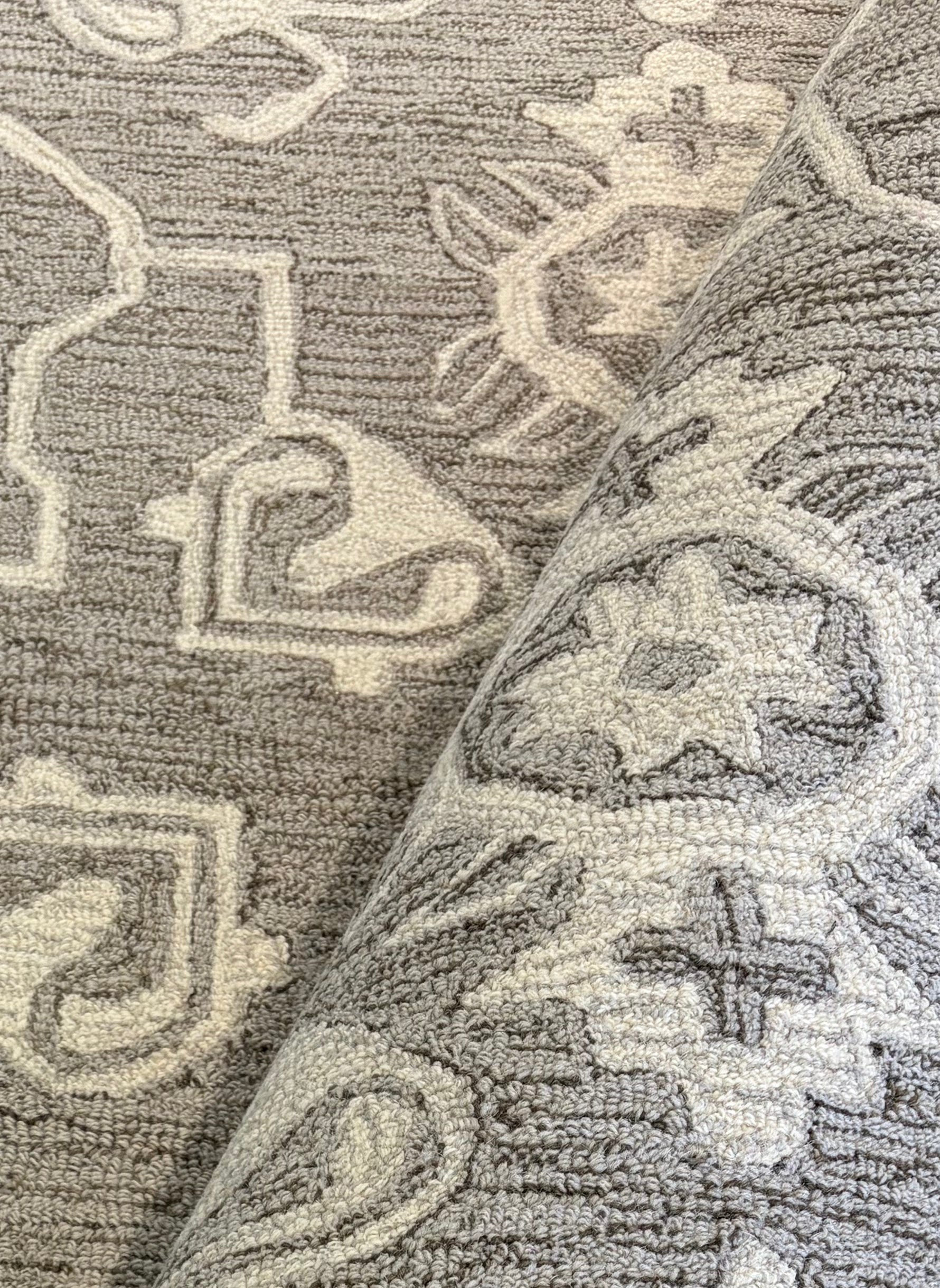 Say No to Negative Energy 8x10 Light Brown and Ivory Hand-Tufted Rug