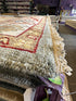 Virginia Tupker 8x10.6 Gren and Ivory Hand-Knotted Oushak Rug