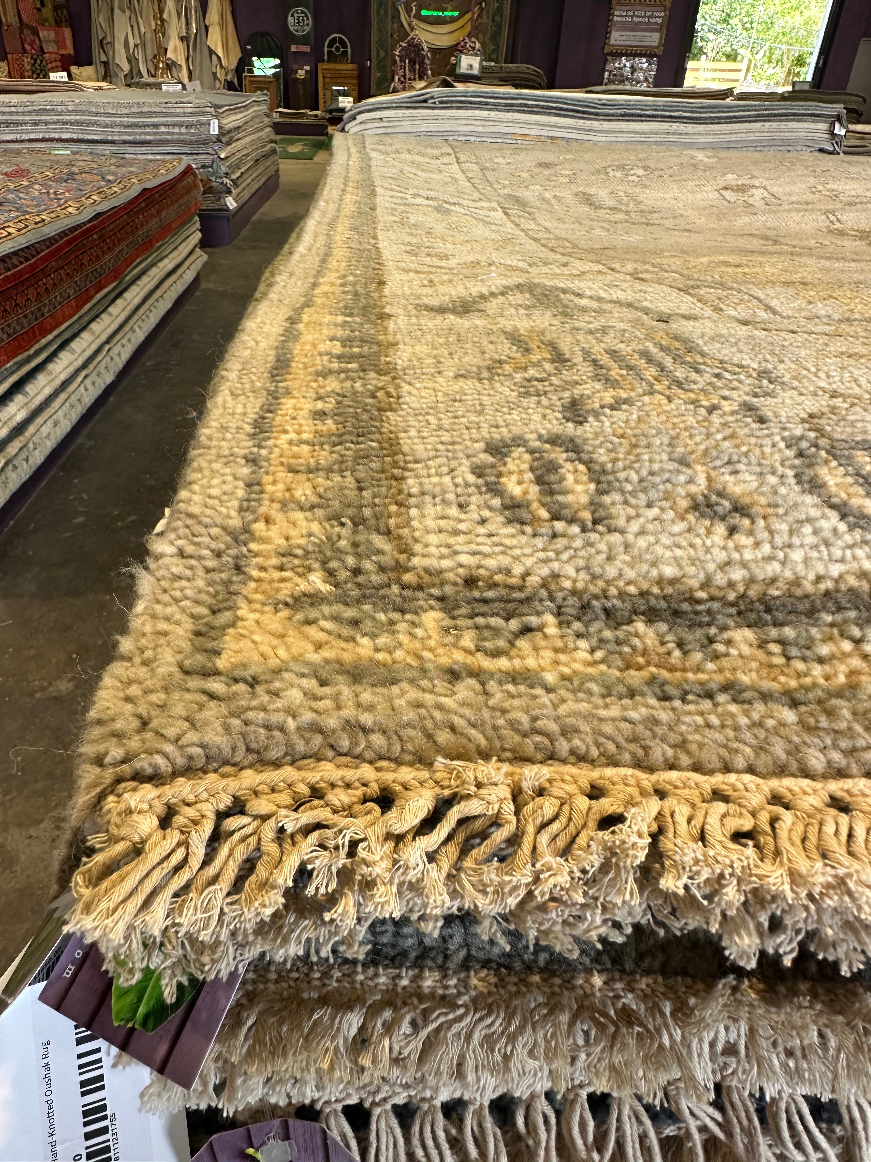 Meredith Ellis 8x10 Grey and Tan Hand-Knotted Oushak Rug
