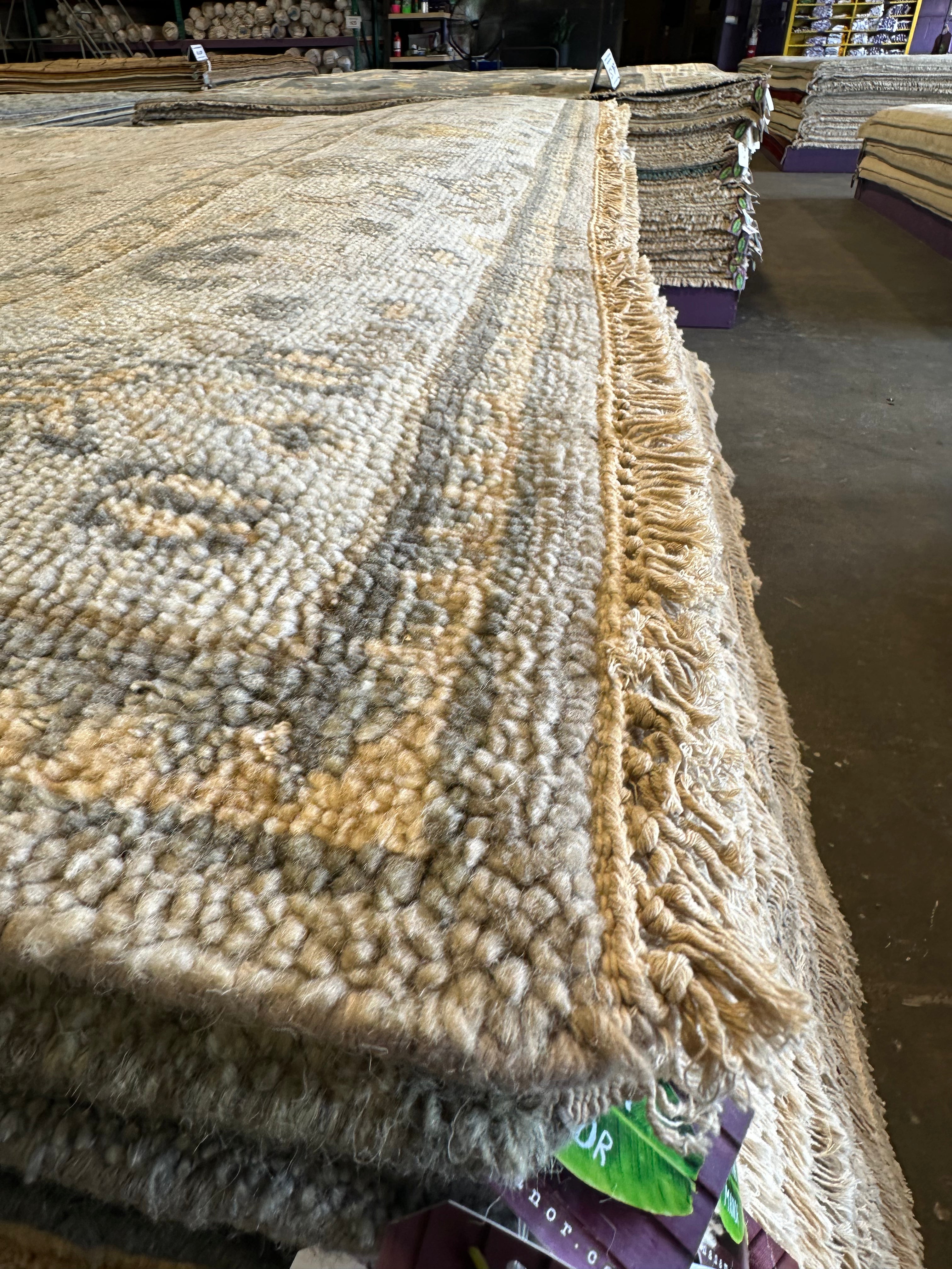 Meredith Ellis 8x10 Grey and Tan Hand-Knotted Oushak Rug