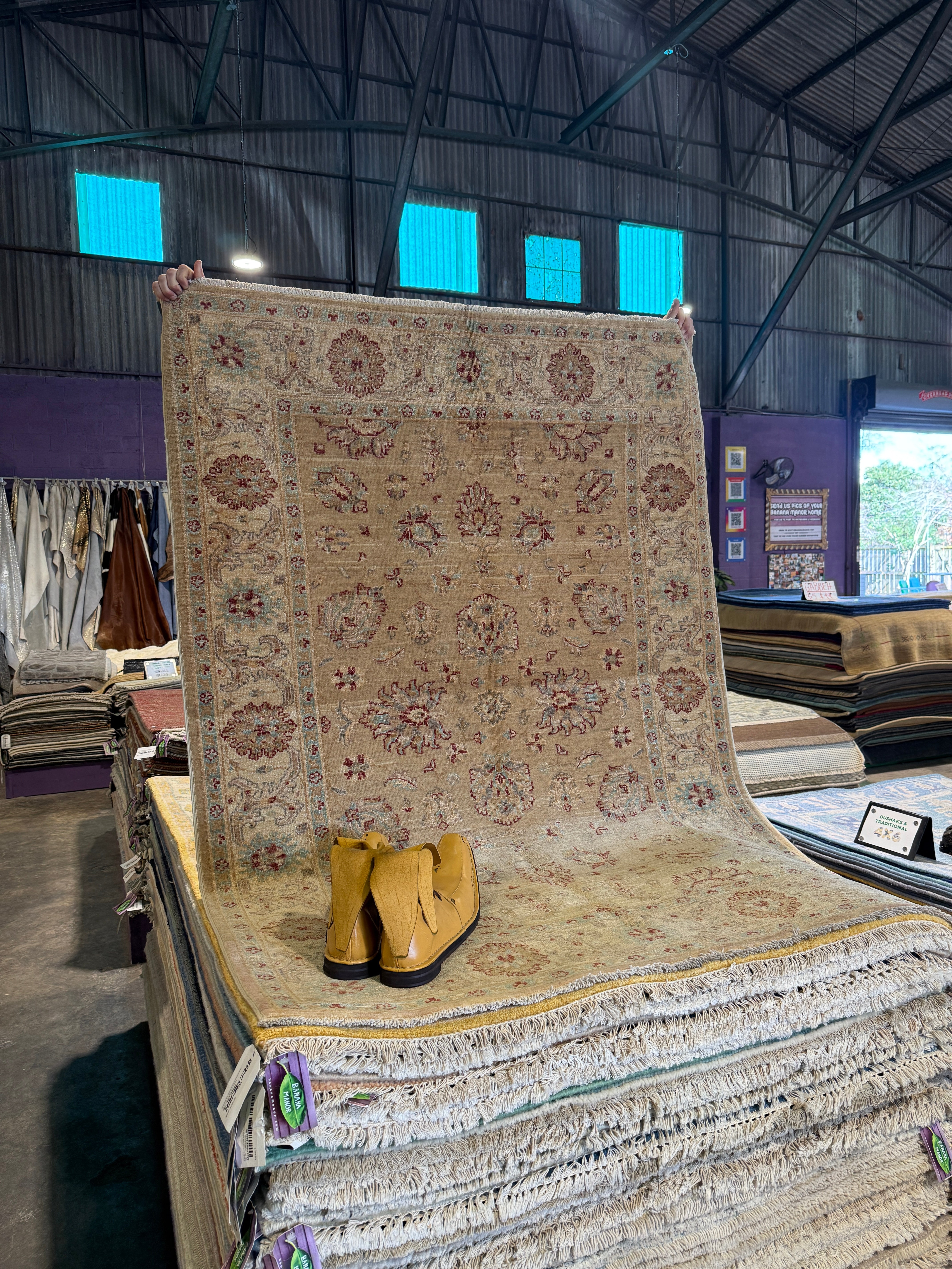 Kameron Westcott 4.3x5.11 Cream Afghani Ziegler Rug