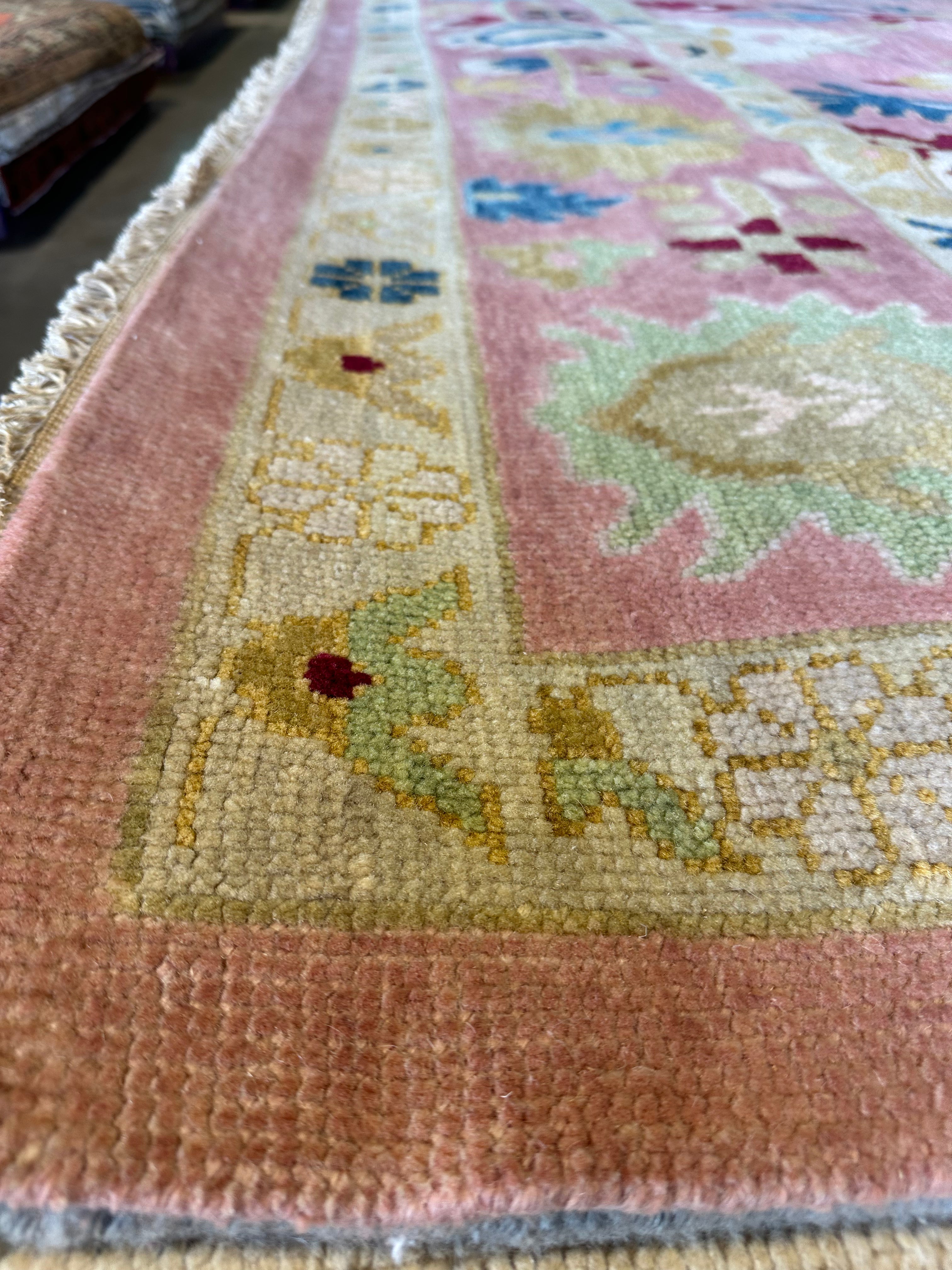 Lexi Howard 10x13.6 Pink Hand-Knotted Oushak