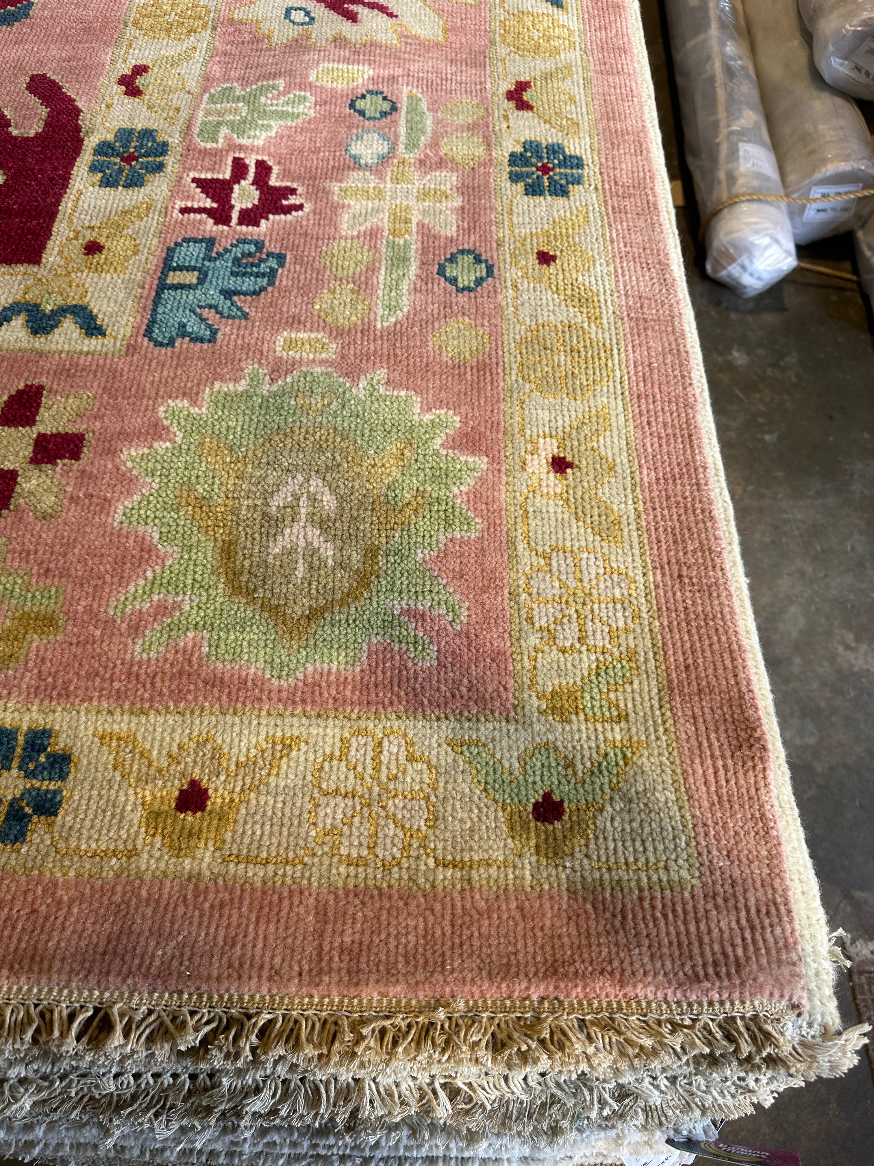 Lexi Howard 10x13.6 Pink Hand-Knotted Oushak