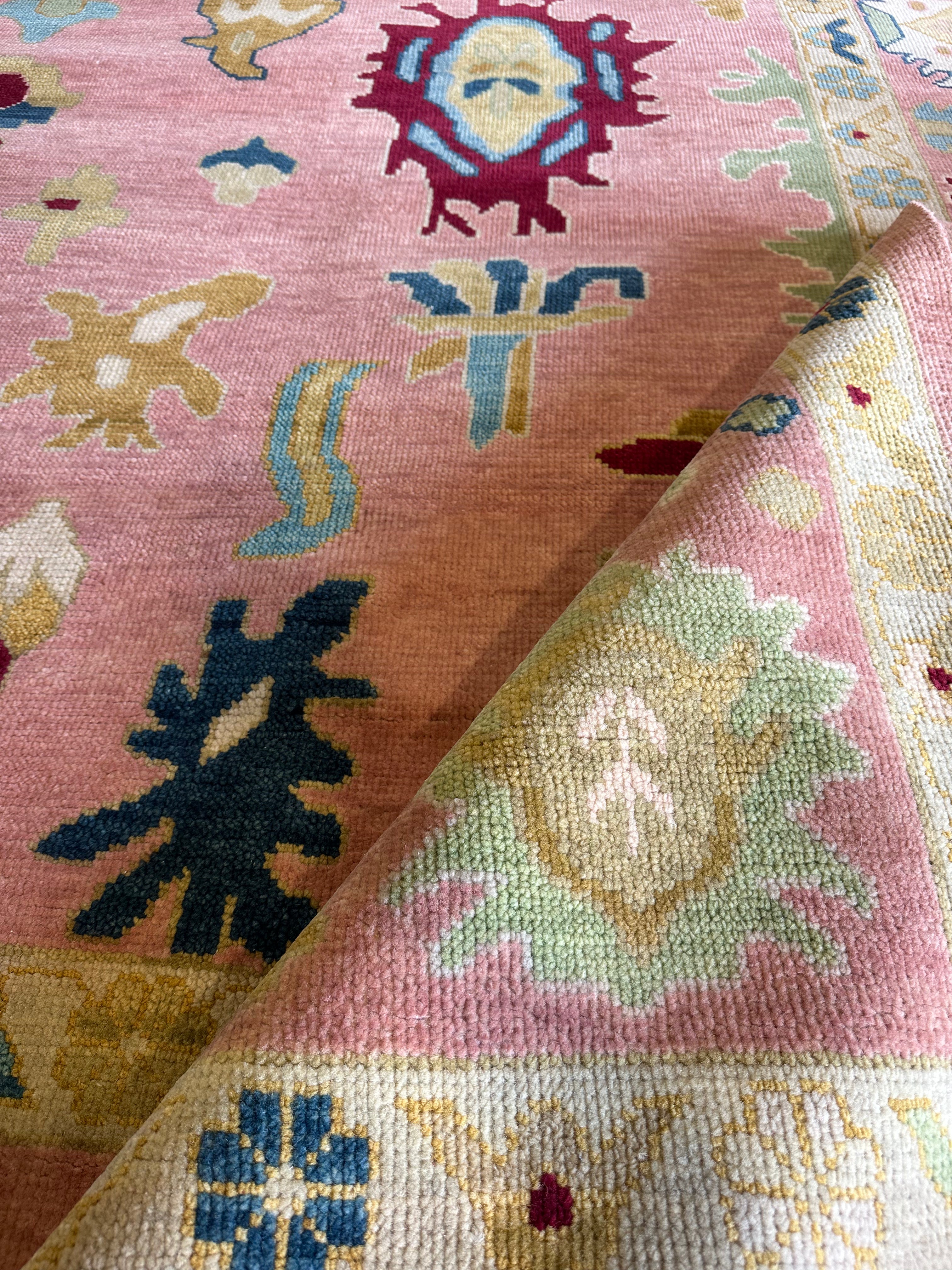 Lexi Howard 10x13.6 Pink Hand-Knotted Oushak