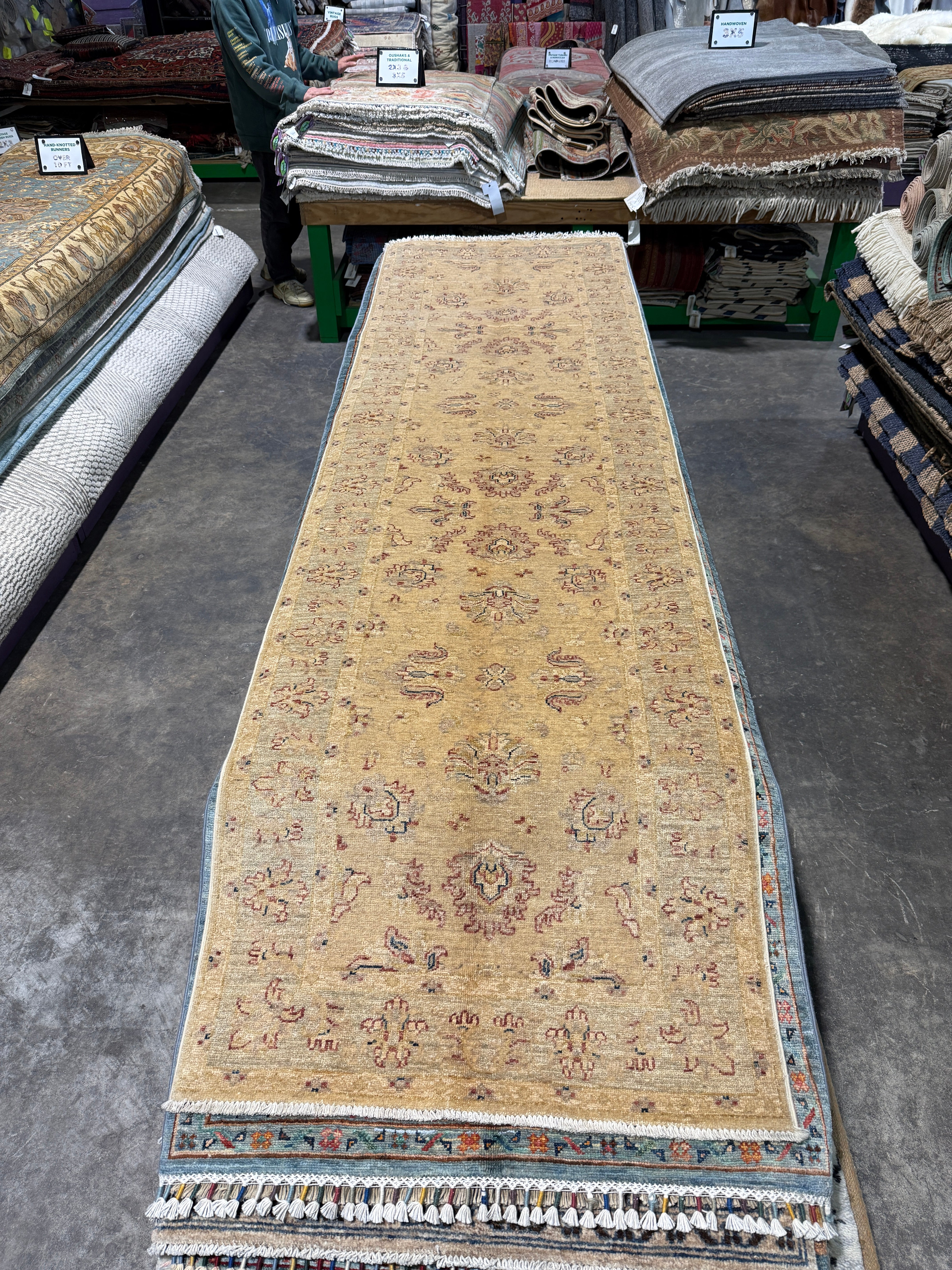 Meg Rose 2.9x8.3 Cream Afghani Ziegler Runner