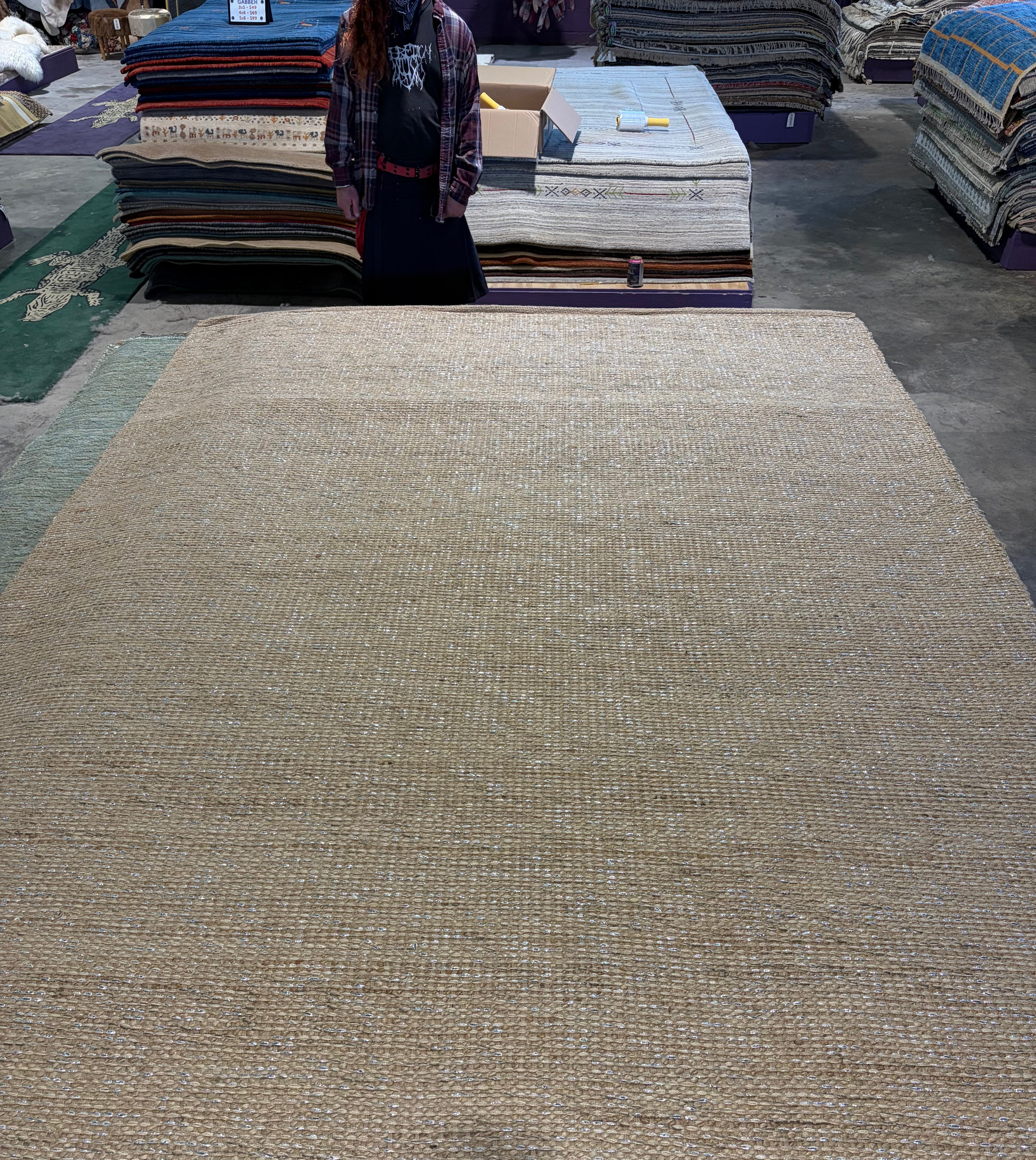 Anton Jackson Handwoven Jute and Metal Wire Rug 7.3x10