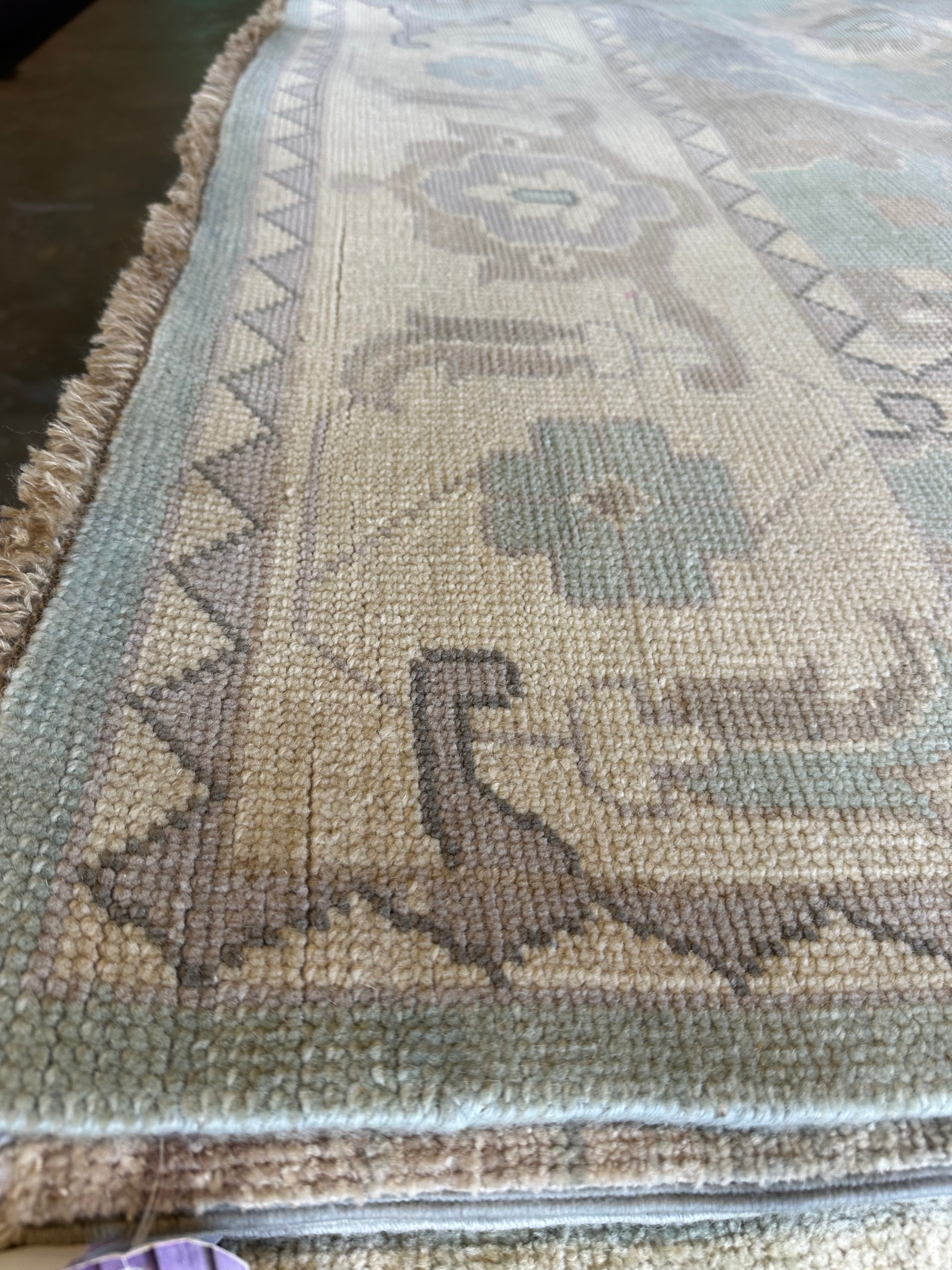 Melissa Falcone 9x12 Light Blue Hand-Knotted Oushak Rug