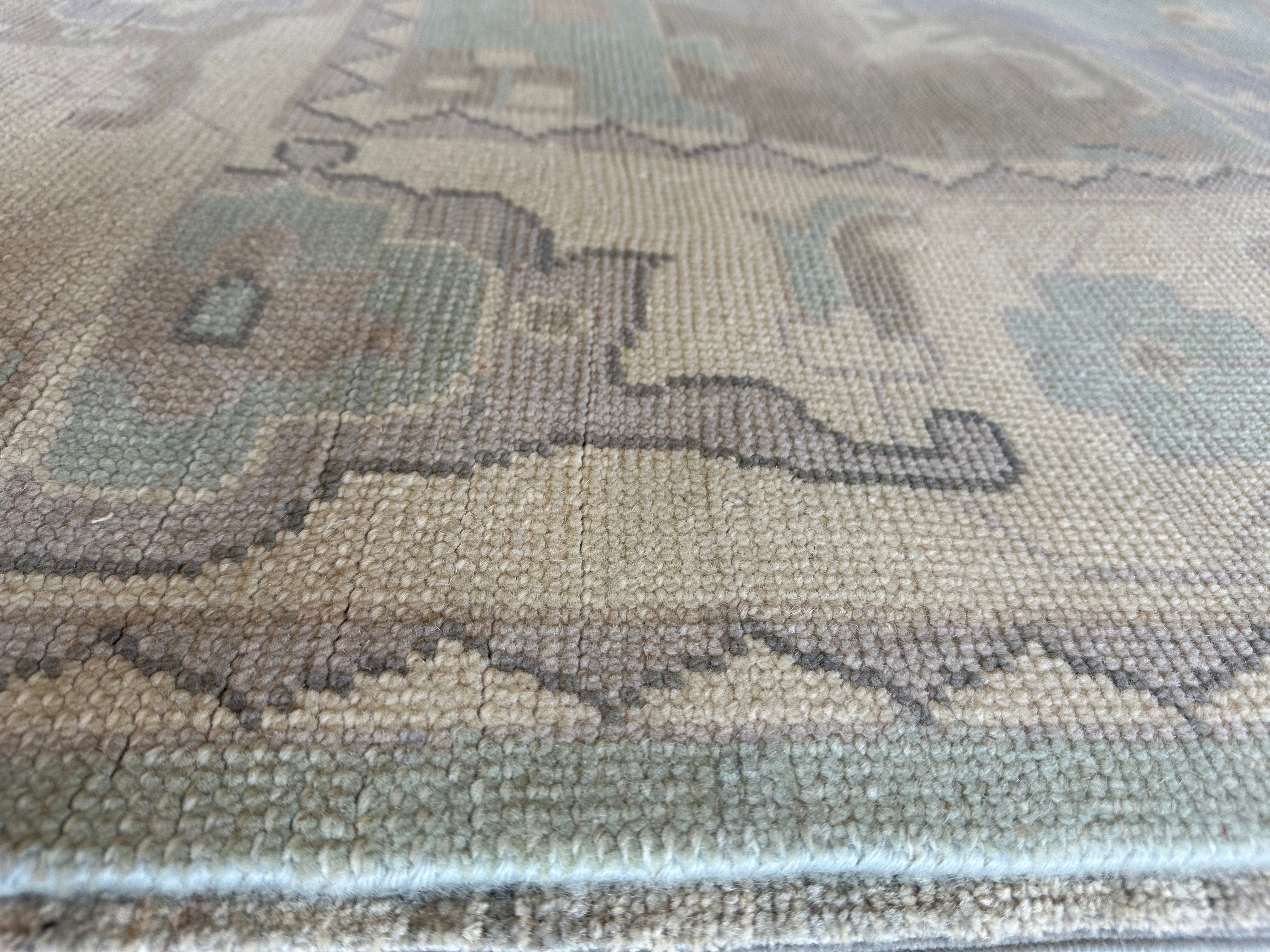 Melissa Falcone 9x12 Light Blue Hand-Knotted Oushak Rug