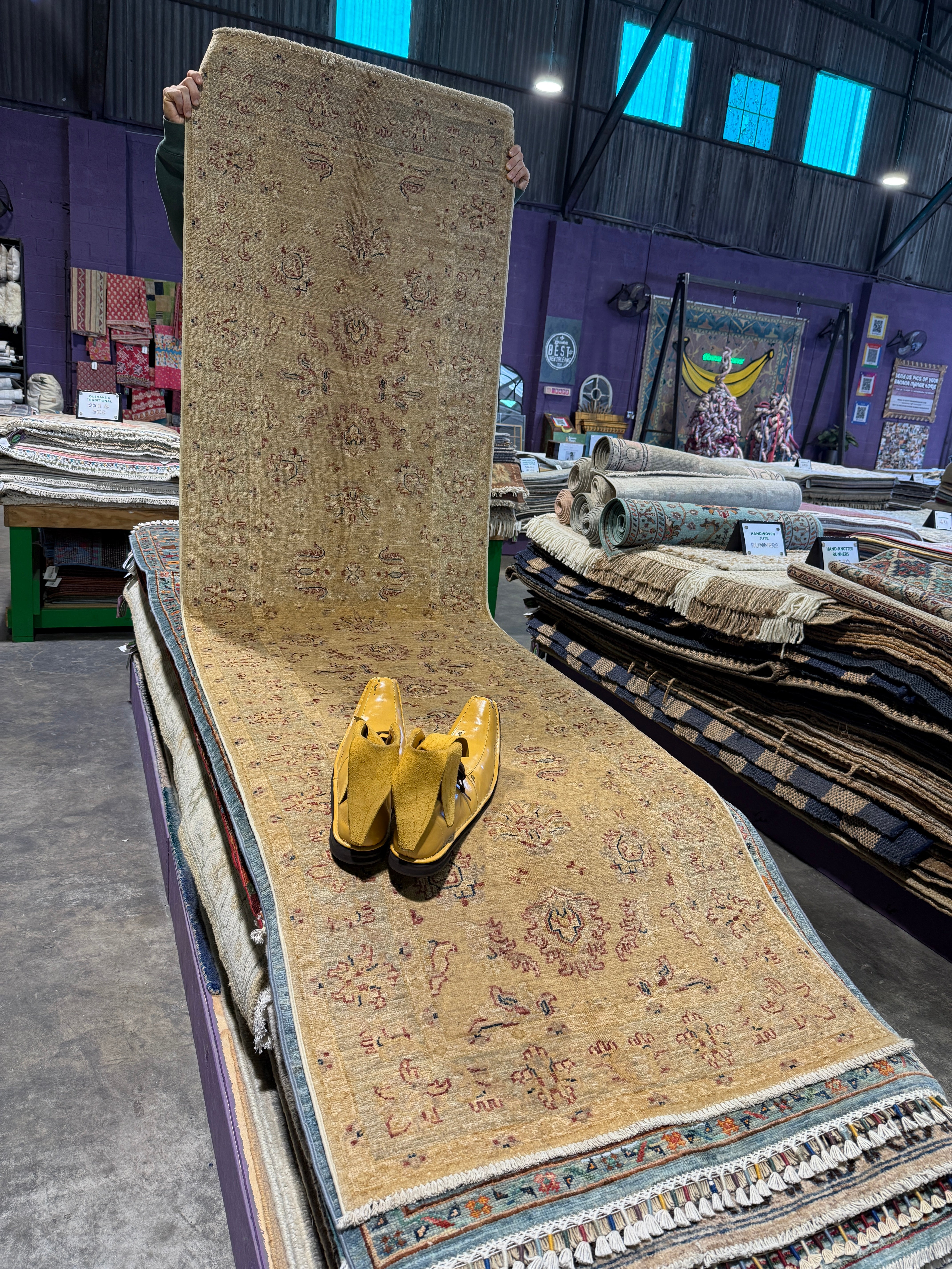 Meg Rose 2.9x8.3 Cream Afghani Ziegler Runner