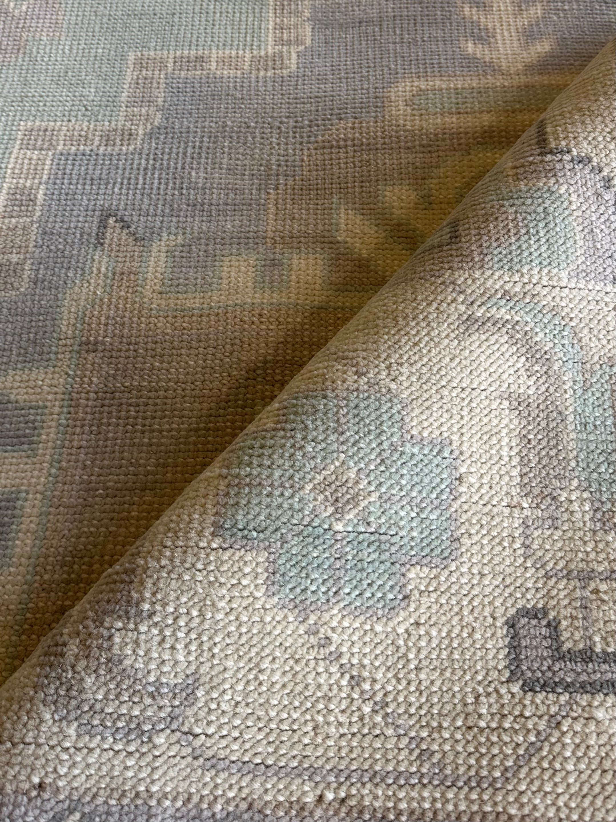 Melissa Falcone 9x12 Light Blue Hand-Knotted Oushak Rug