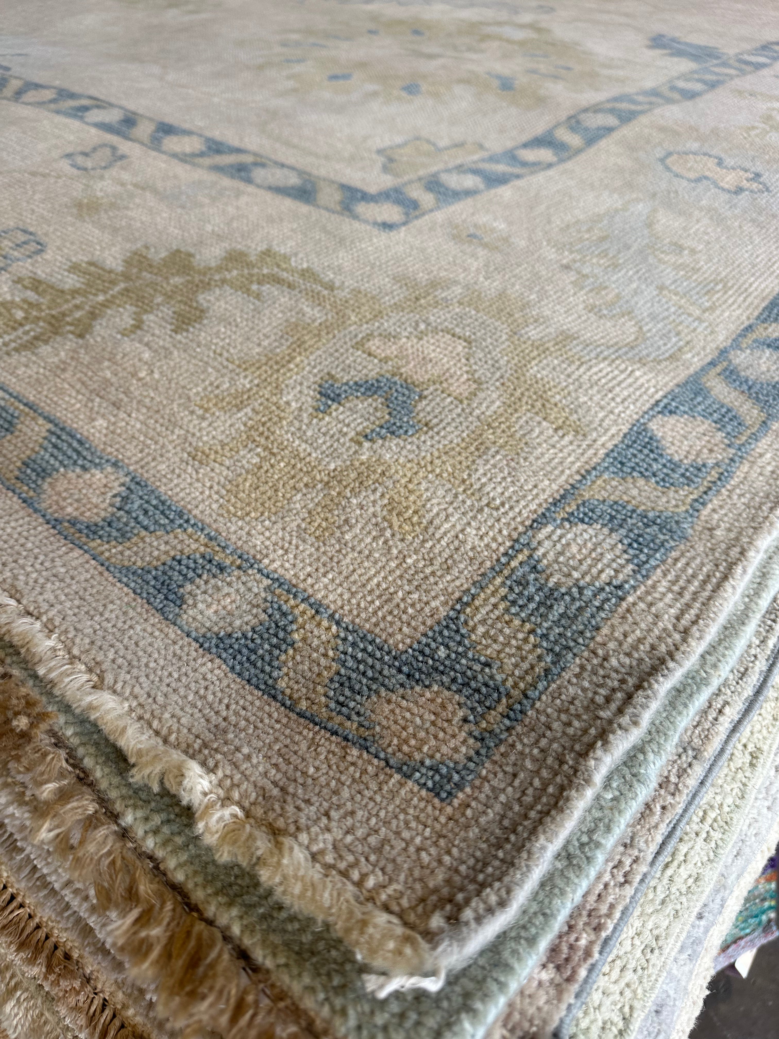 Hailey Gable 9x11.9 Grey Hand-Knotted Oushak Rug