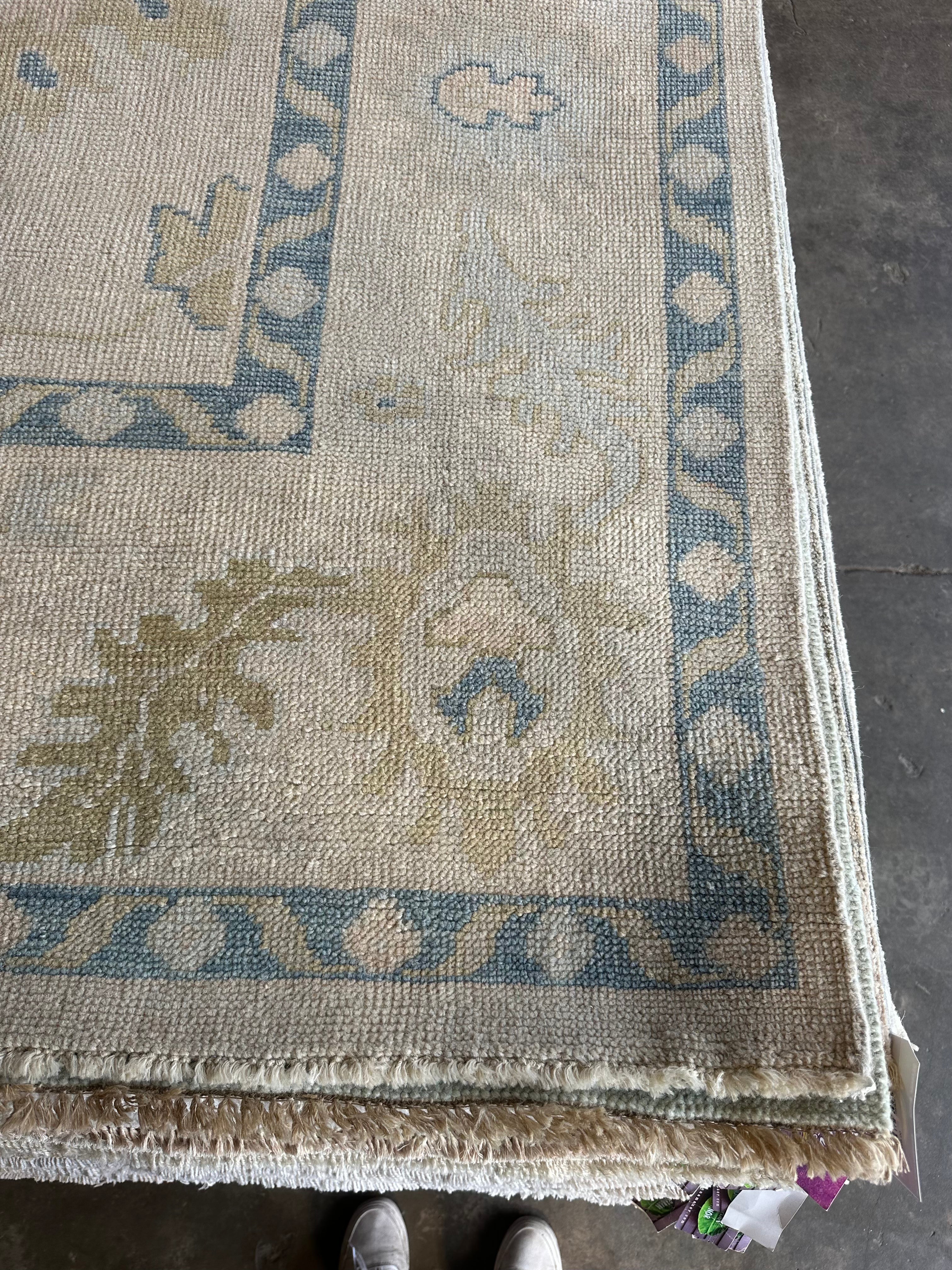 Hailey Gable 9x11.9 Grey Hand-Knotted Oushak Rug