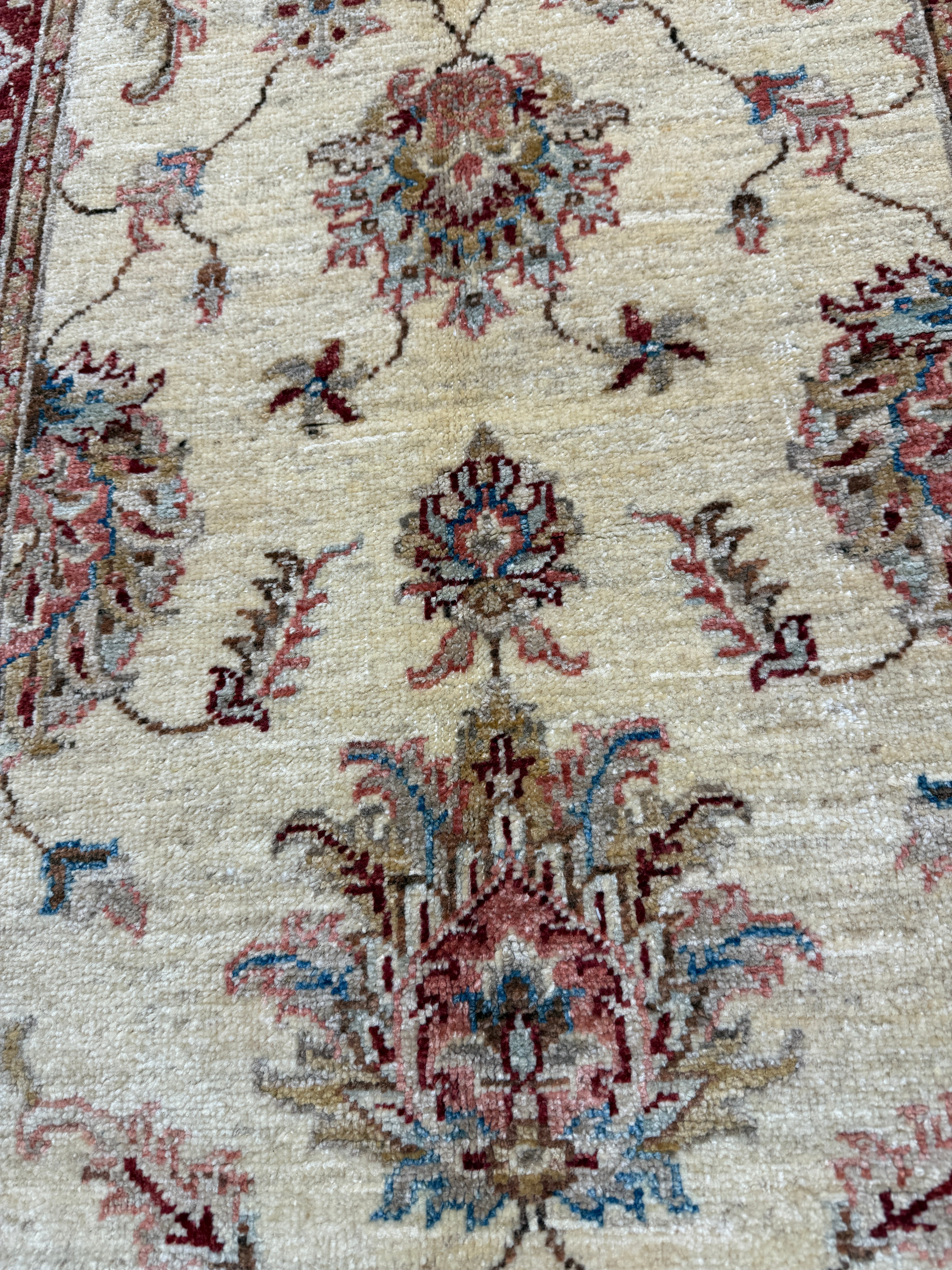 Helen Wang 2.9x4.2 Cream and Red Afghani Ziegler Rug