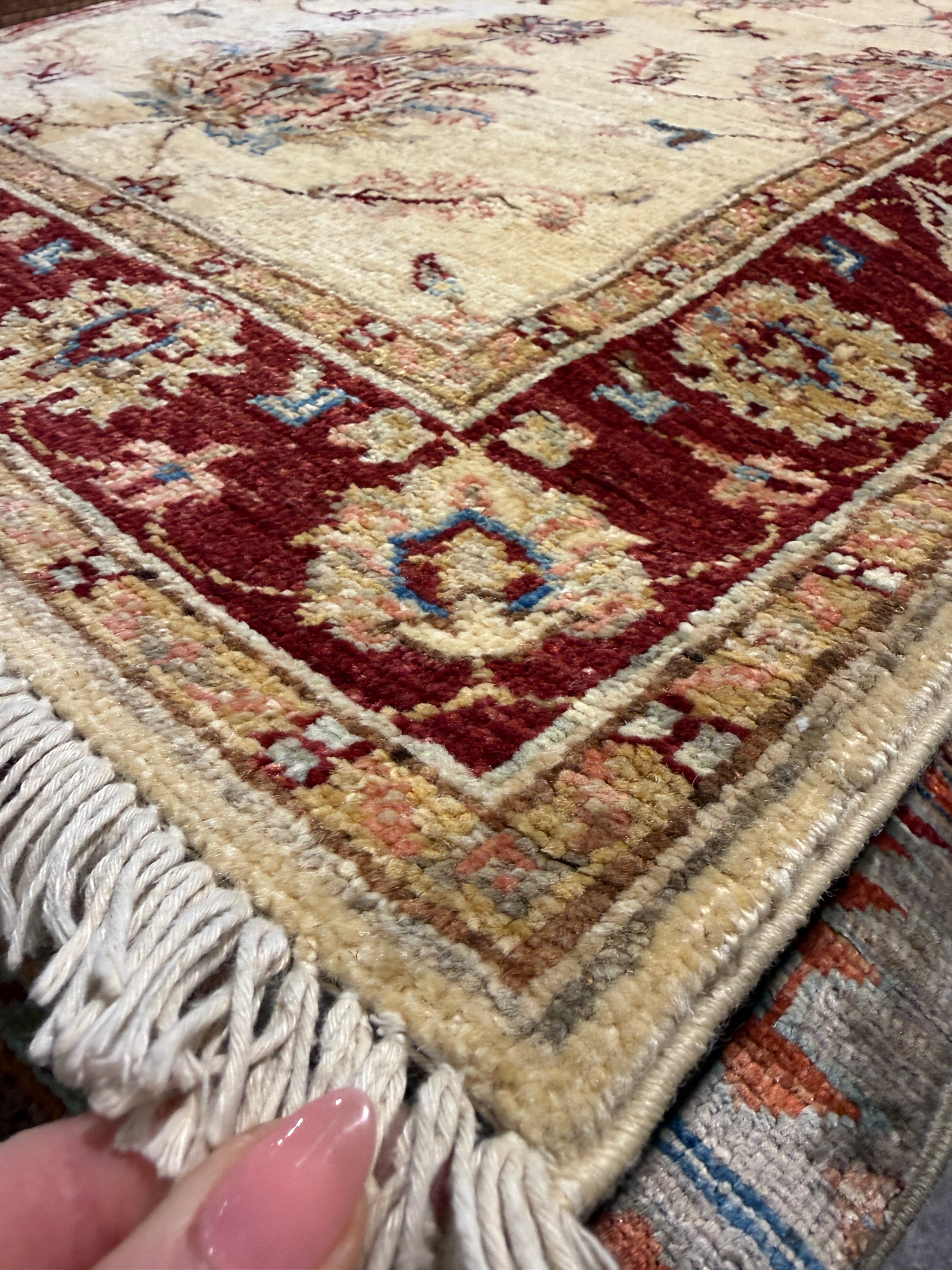 Helen Wang 2.9x4.2 Cream and Red Afghani Ziegler Rug