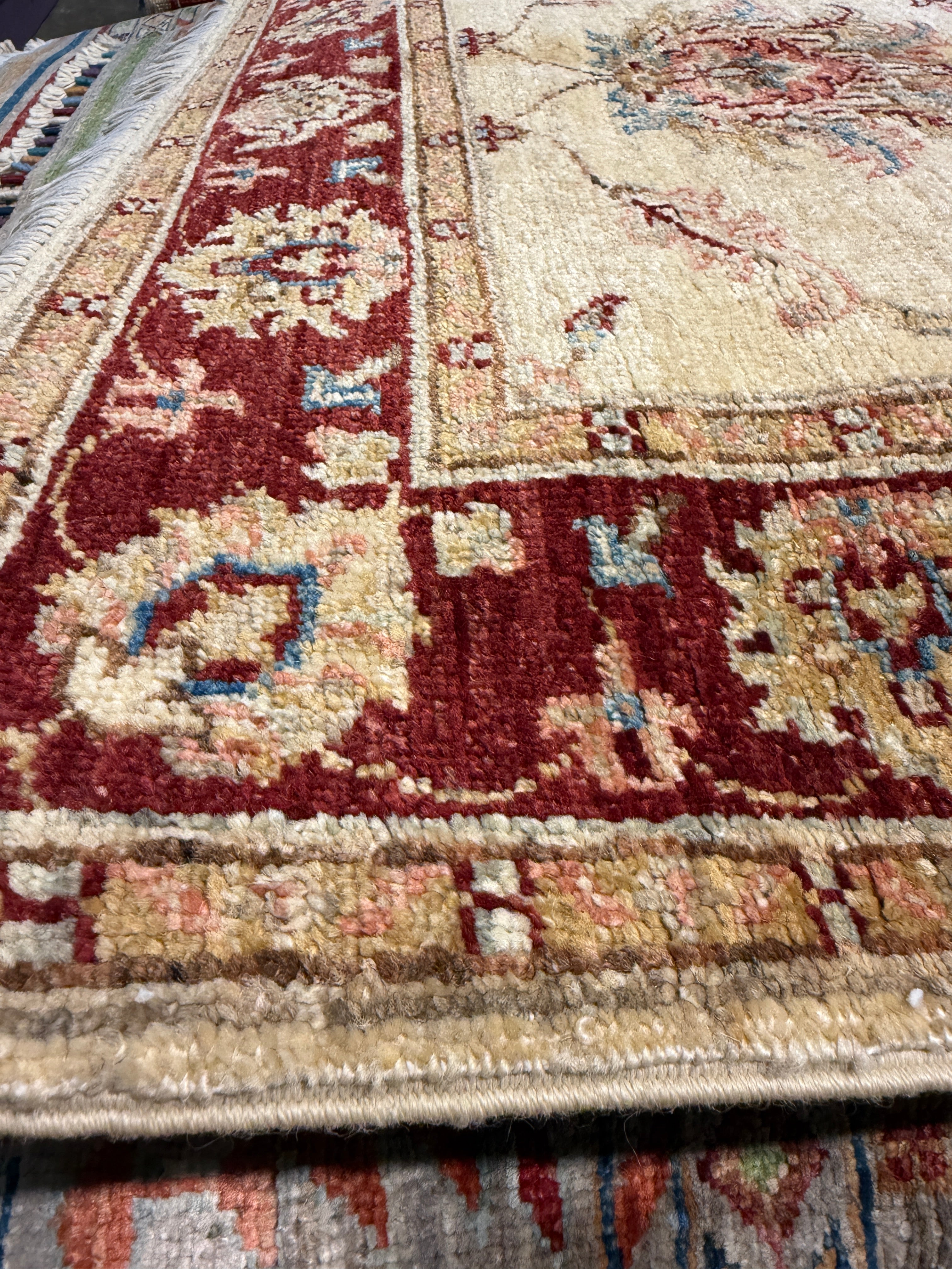 Helen Wang 2.9x4.2 Cream and Red Afghani Ziegler Rug