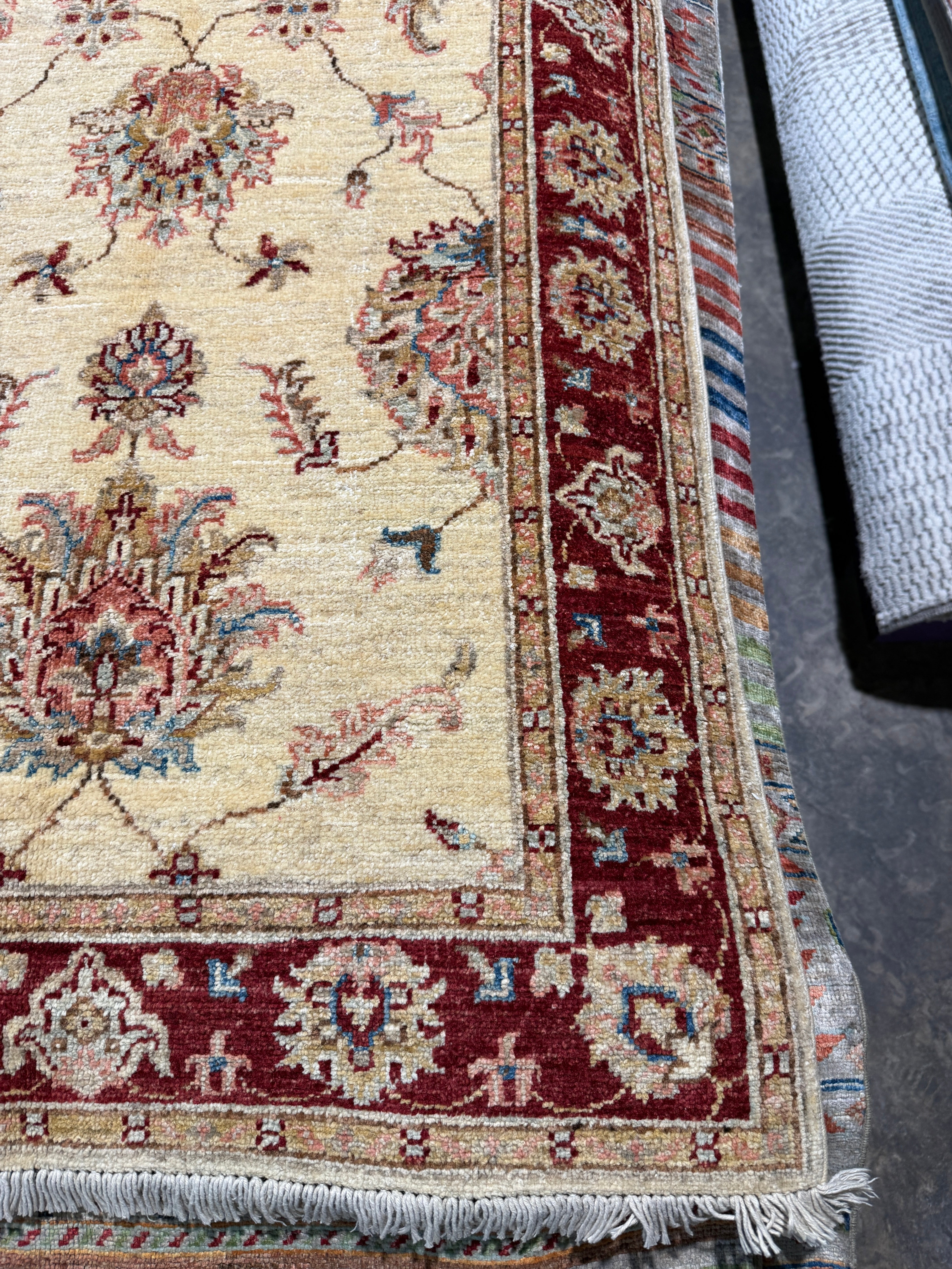 Helen Wang 2.9x4.2 Cream and Red Afghani Ziegler Rug