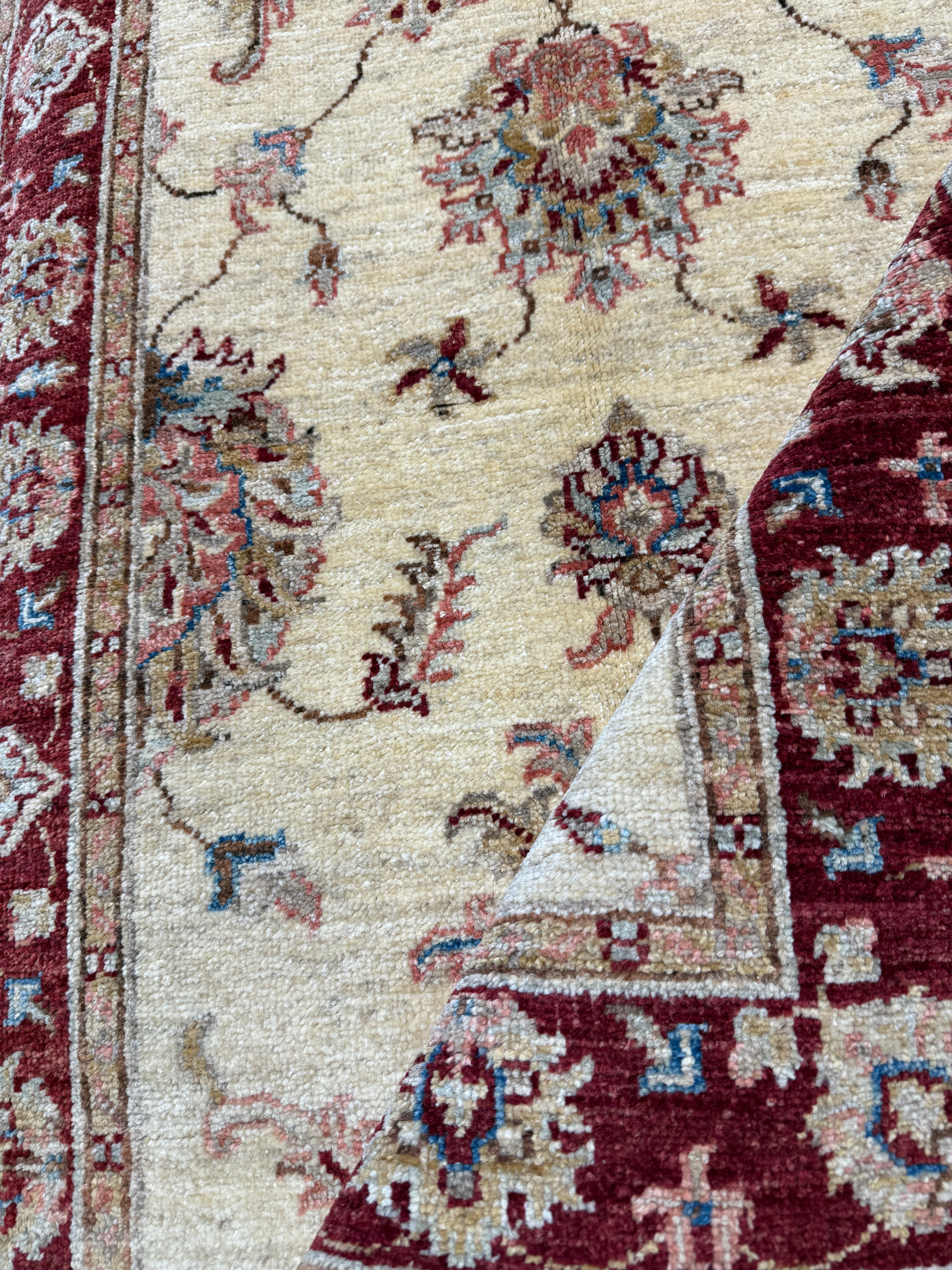 Helen Wang 2.9x4.2 Cream and Red Afghani Ziegler Rug