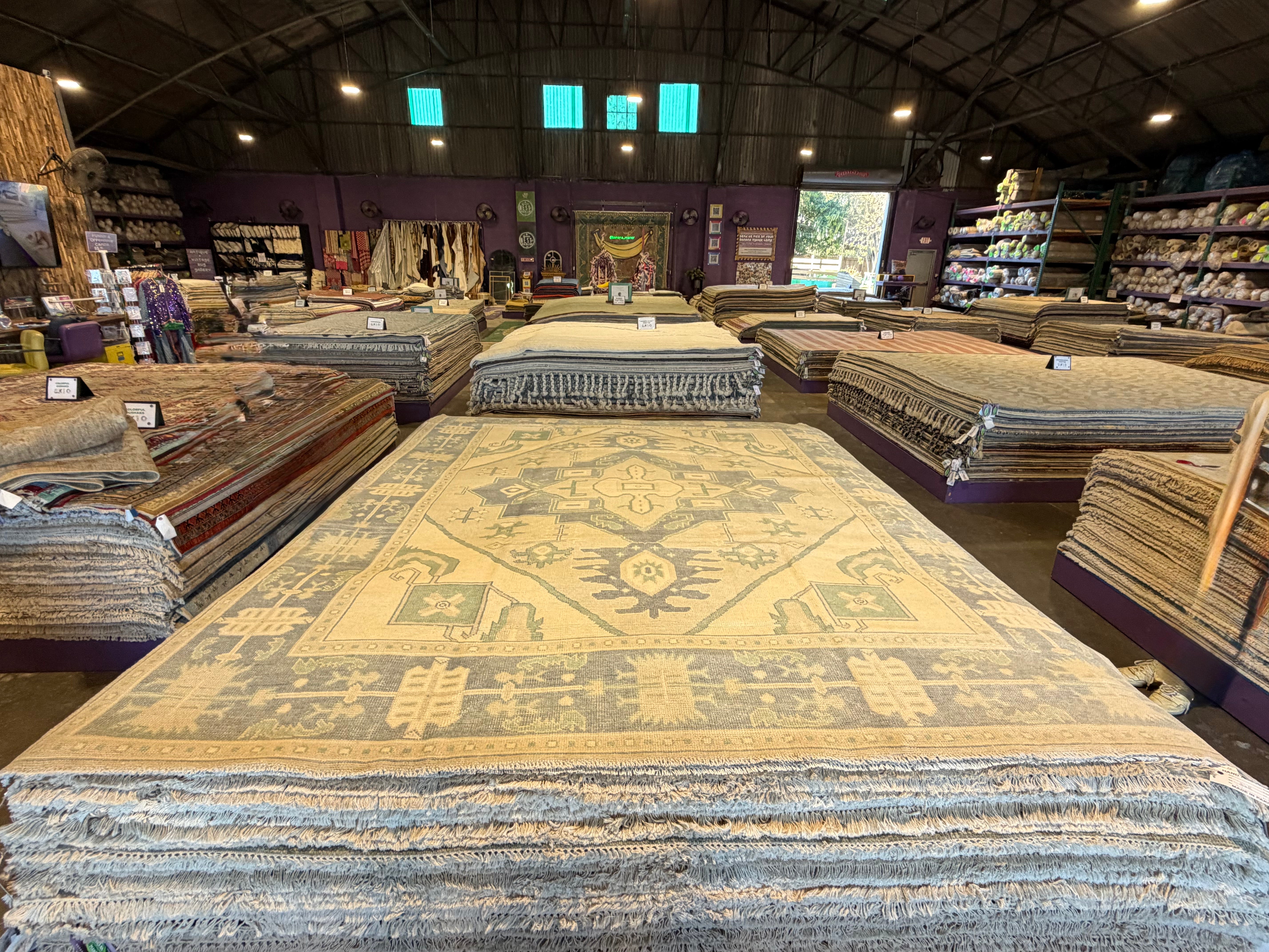 Jasmine Cooper 8x9.6 Cream and Blue  Whitewashed Hand-Knotted Oushak