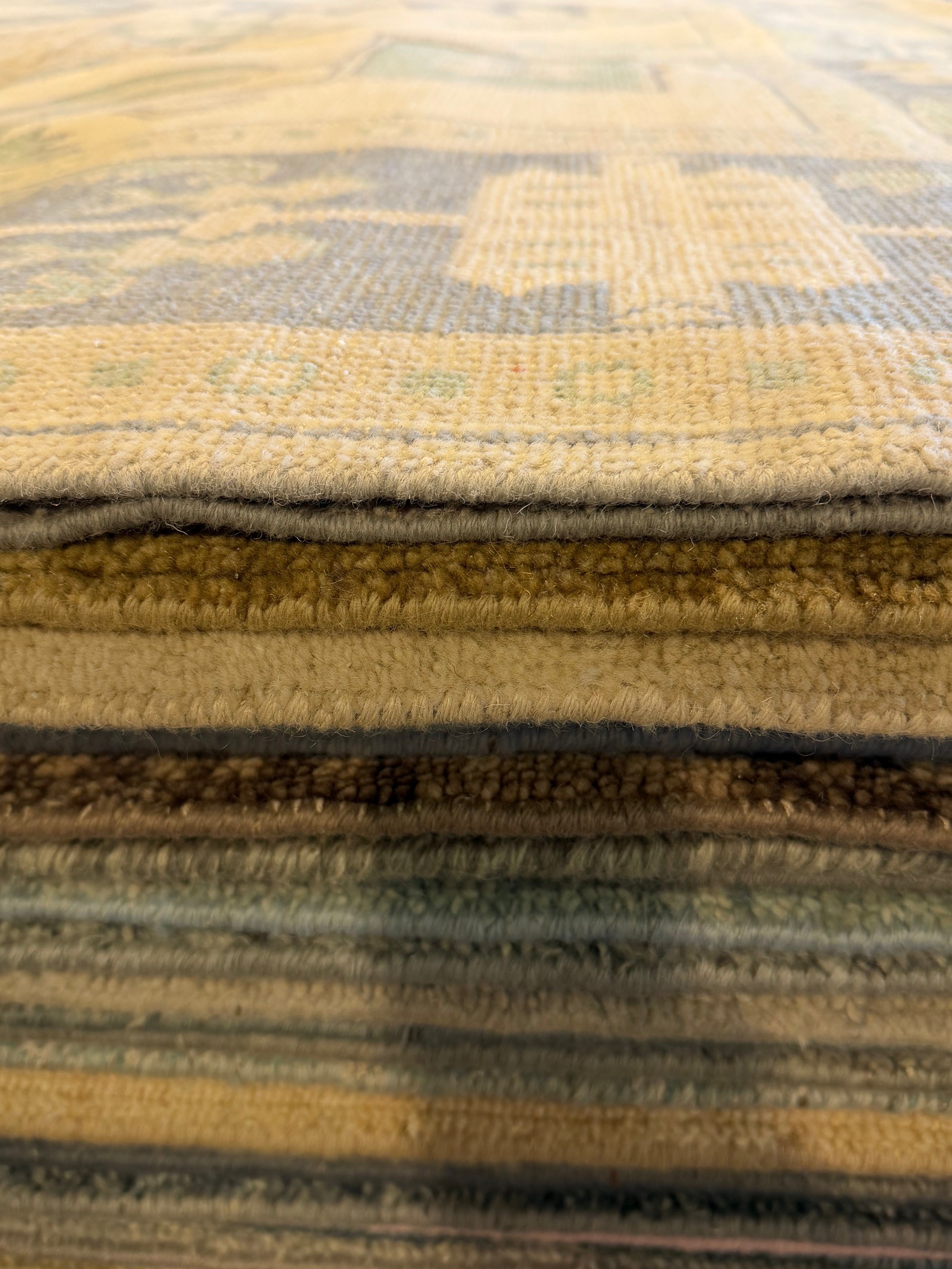 Jasmine Cooper 8x9.6 Cream and Blue  Whitewashed Hand-Knotted Oushak