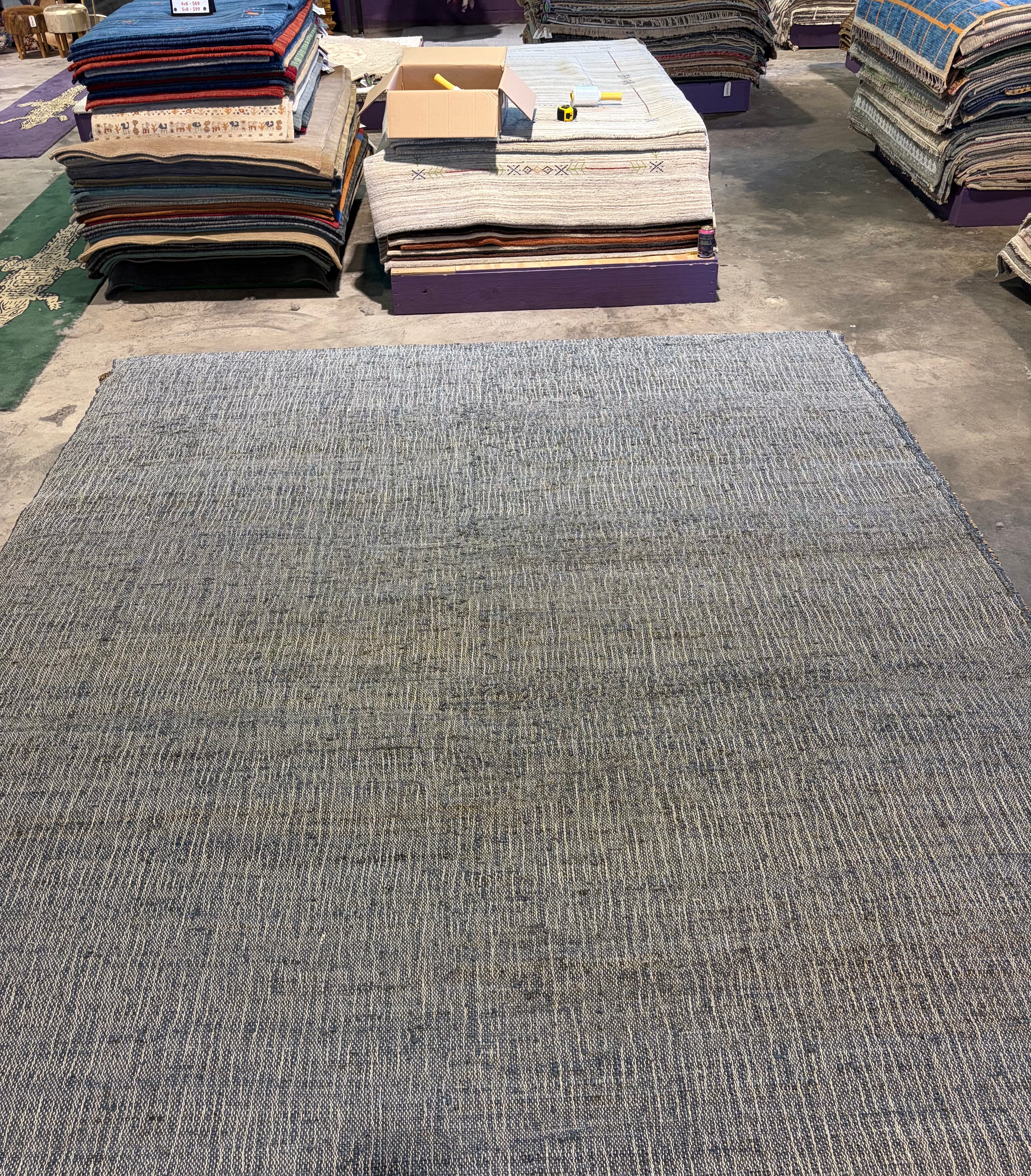 Richard Hatch Blue Handwoven Jute Rug (Multiple Sizes Available)