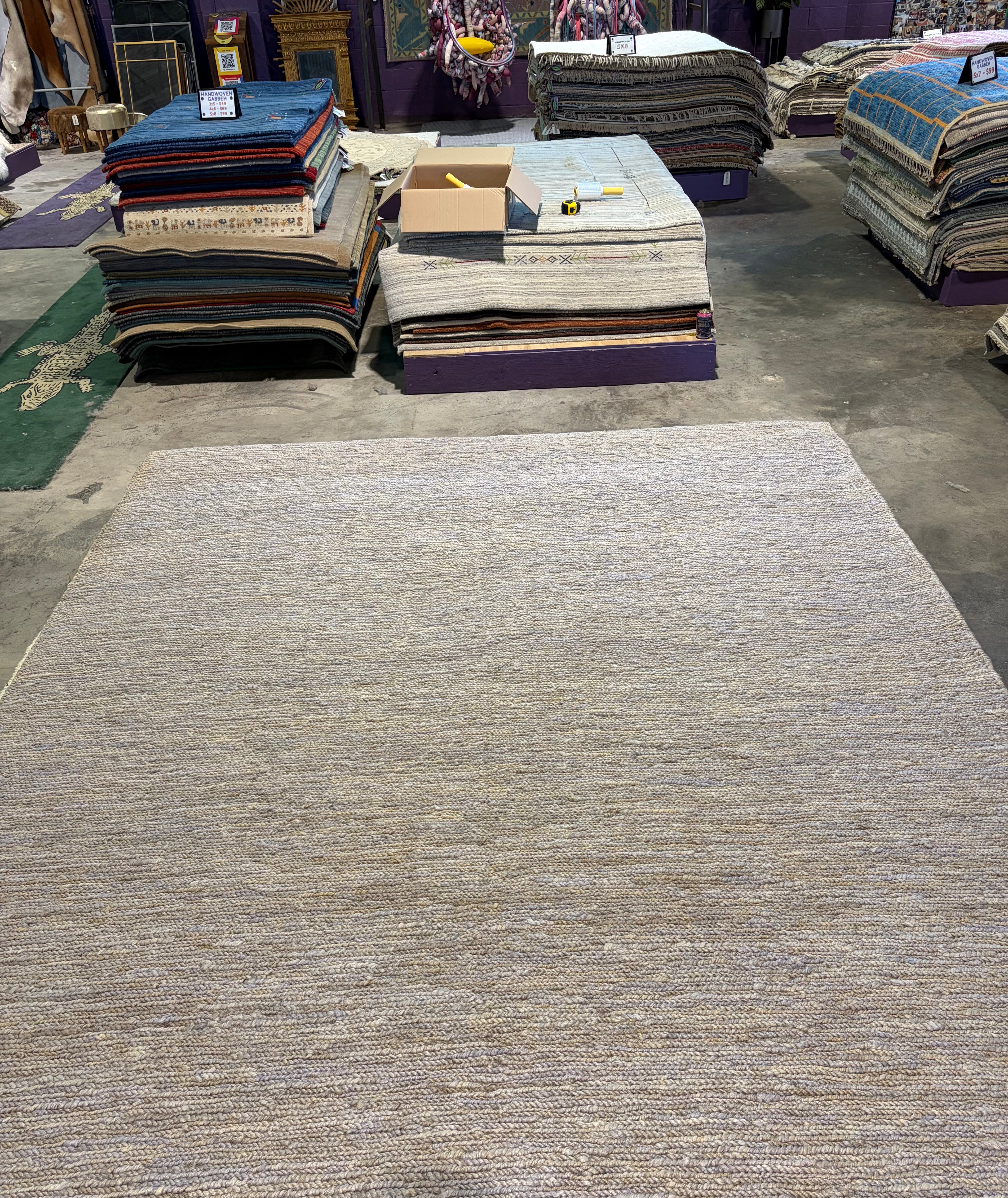 Lynnetta Gordon Silver Grey/Lavender Jute Soumak (Multiple Size Available)