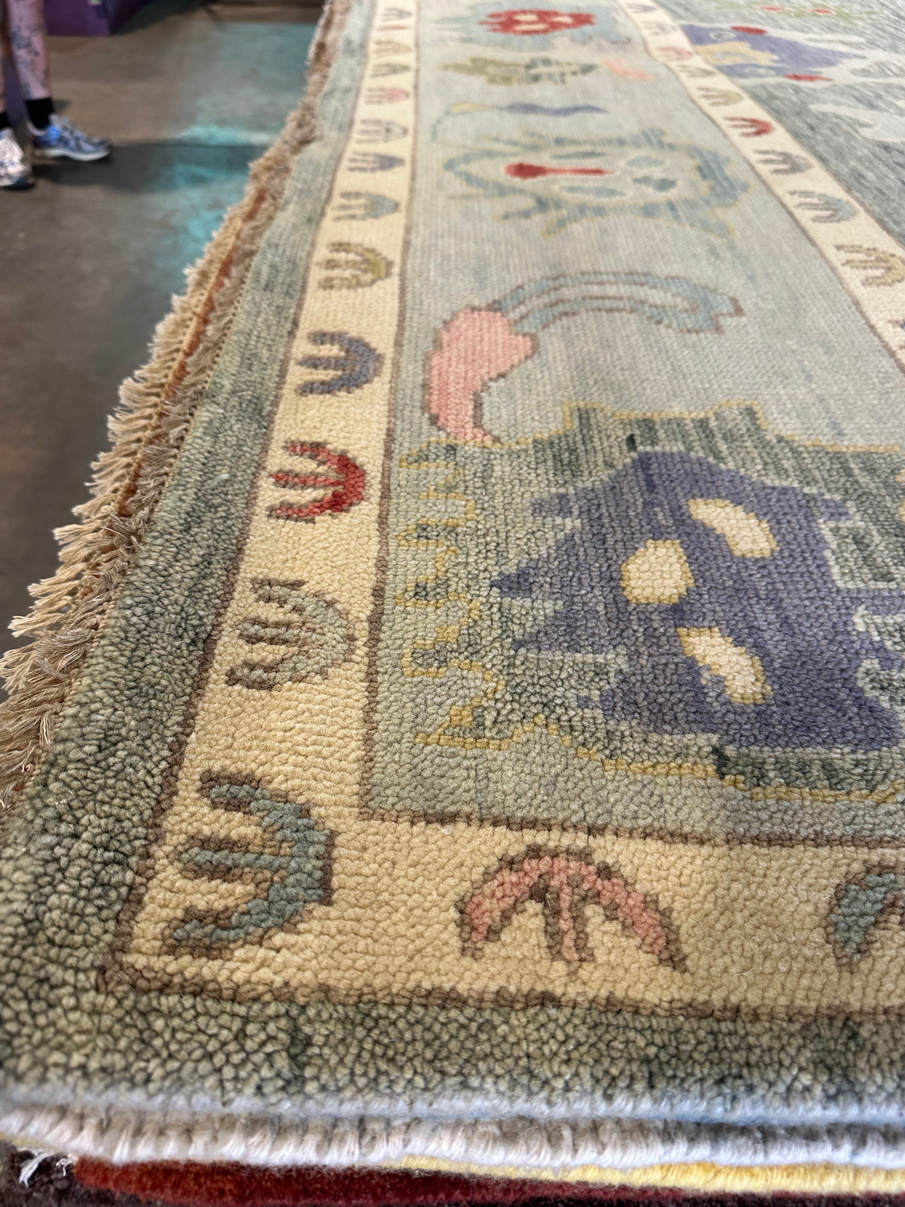 Sarah Victoria Mathieu 9x12 Multi Color Hand-Knotted Oushak Rug