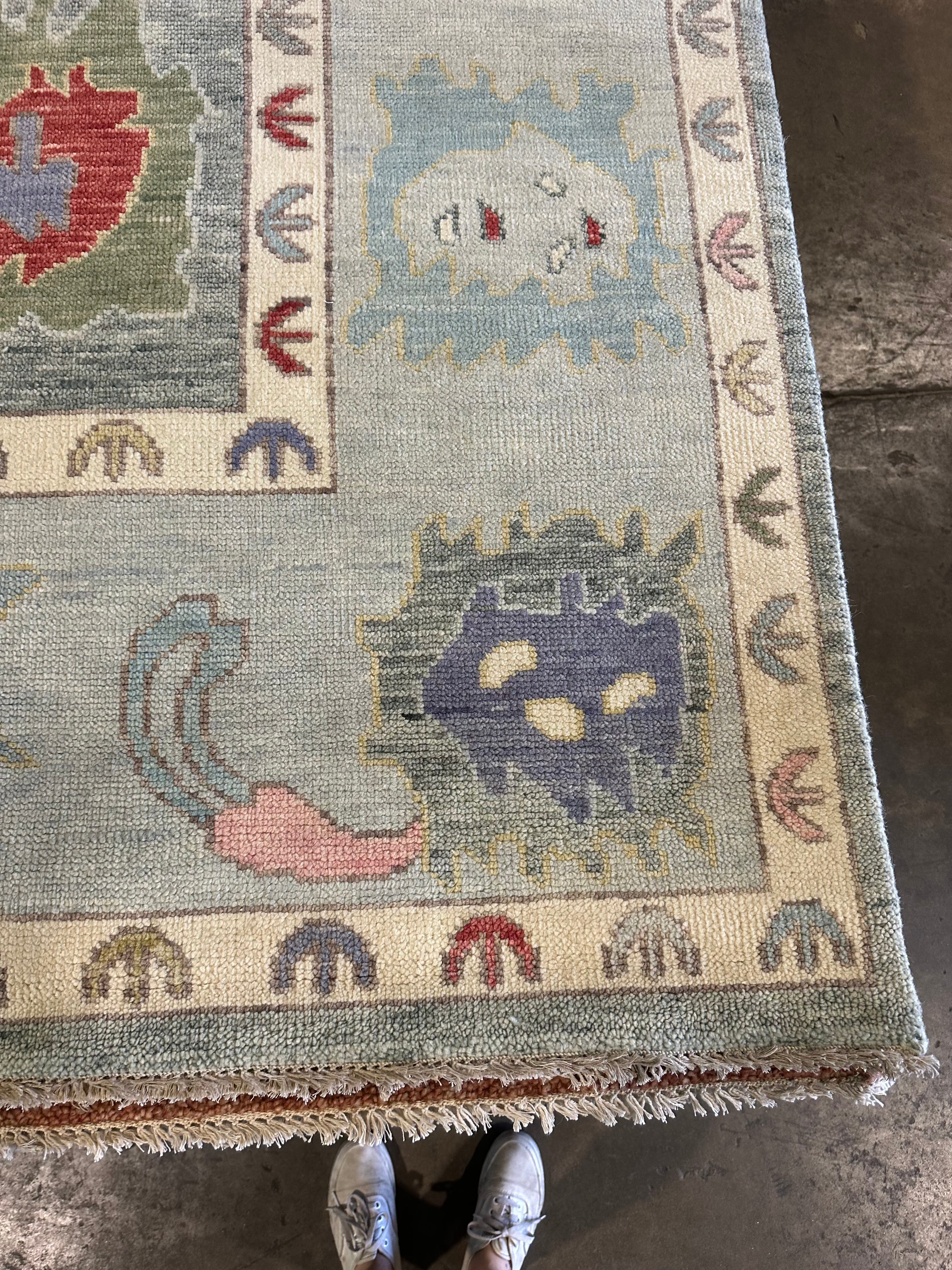Sarah Victoria Mathieu 9x12 Multi Color Hand-Knotted Oushak Rug