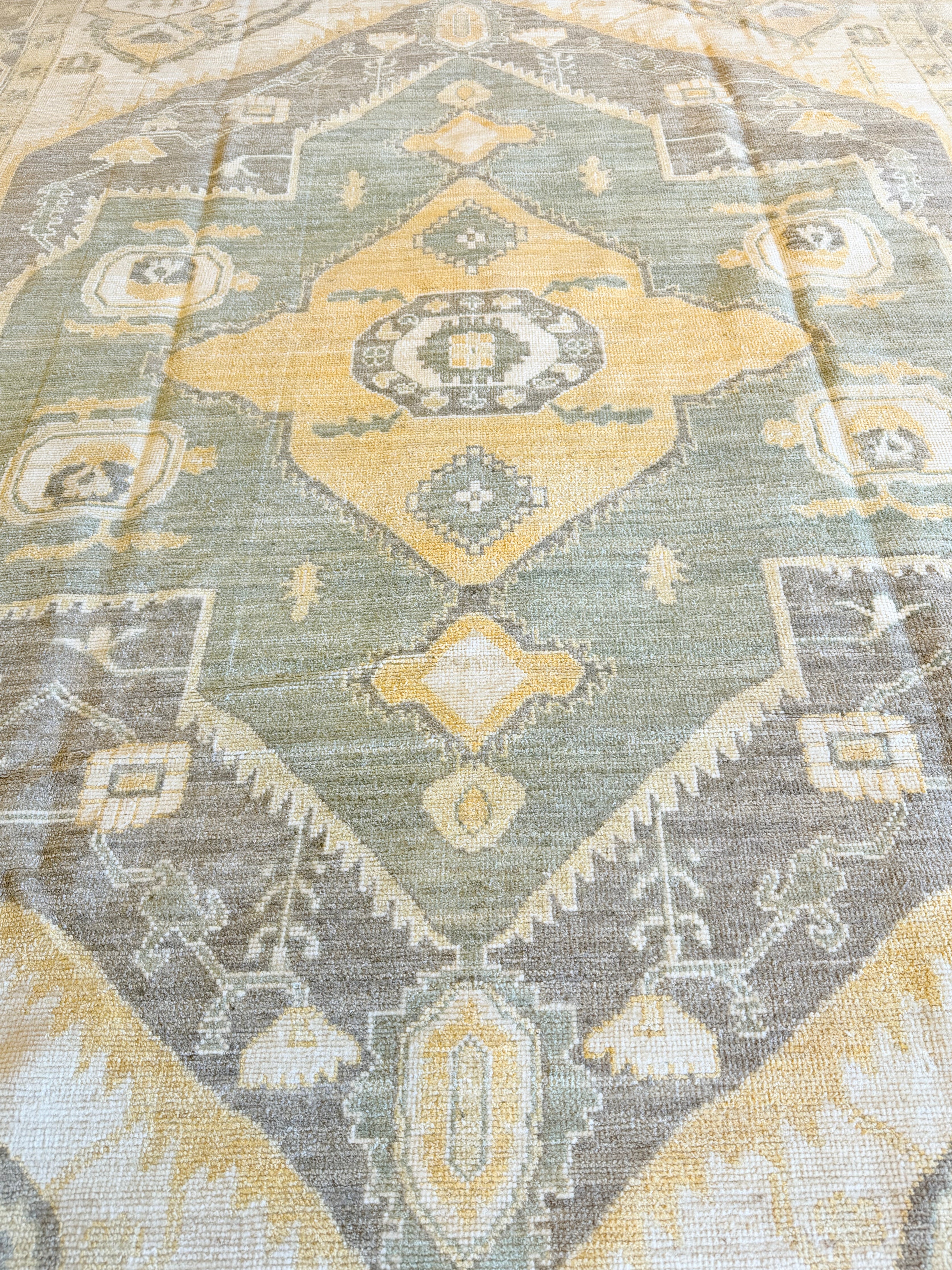 Carla Radke 8.6x12.2 Purple and Yellow Whitewashed Hand-Knotted Oushak