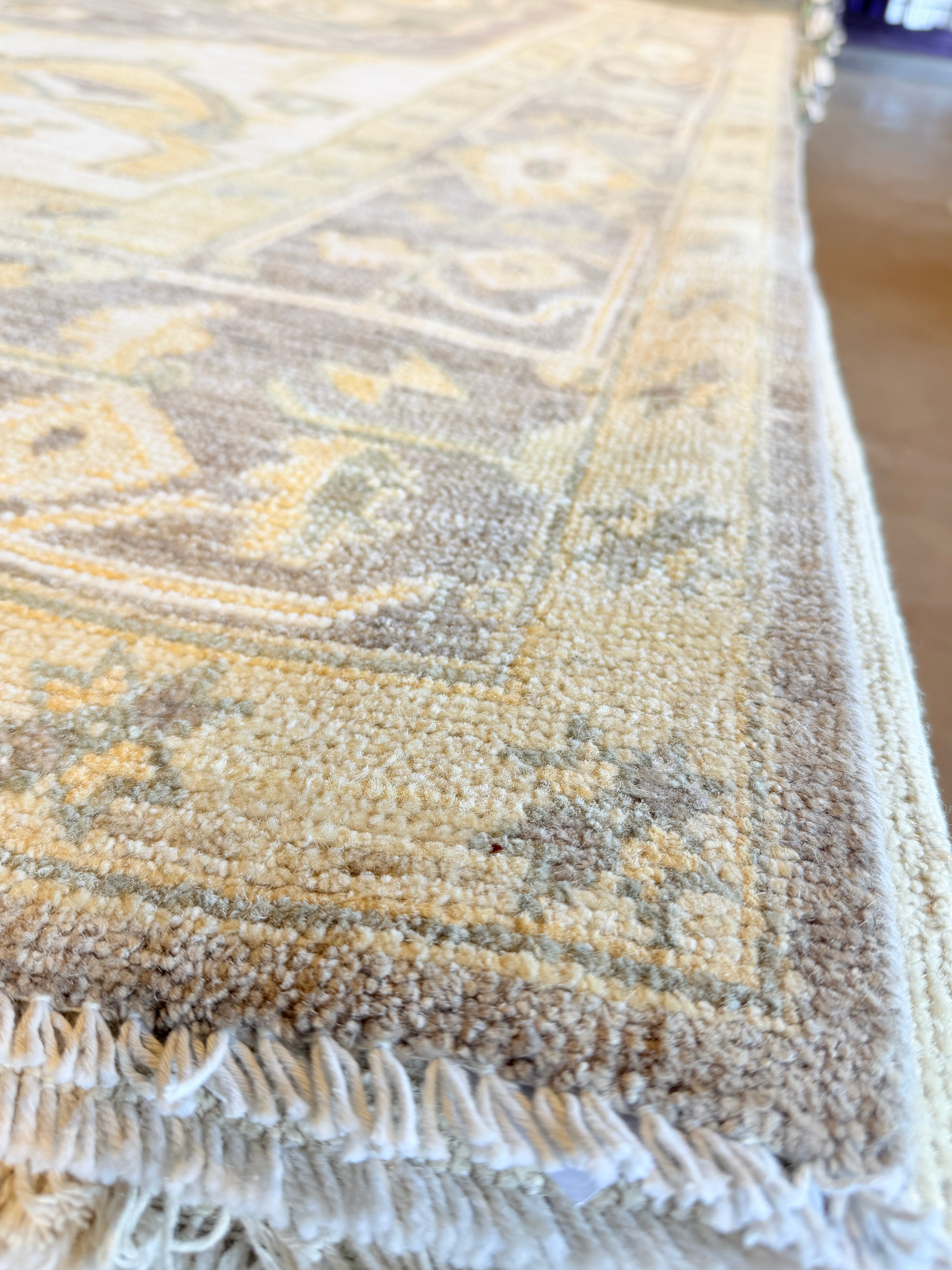 Carla Radke 8.6x12.2 Purple and Yellow Whitewashed Hand-Knotted Oushak